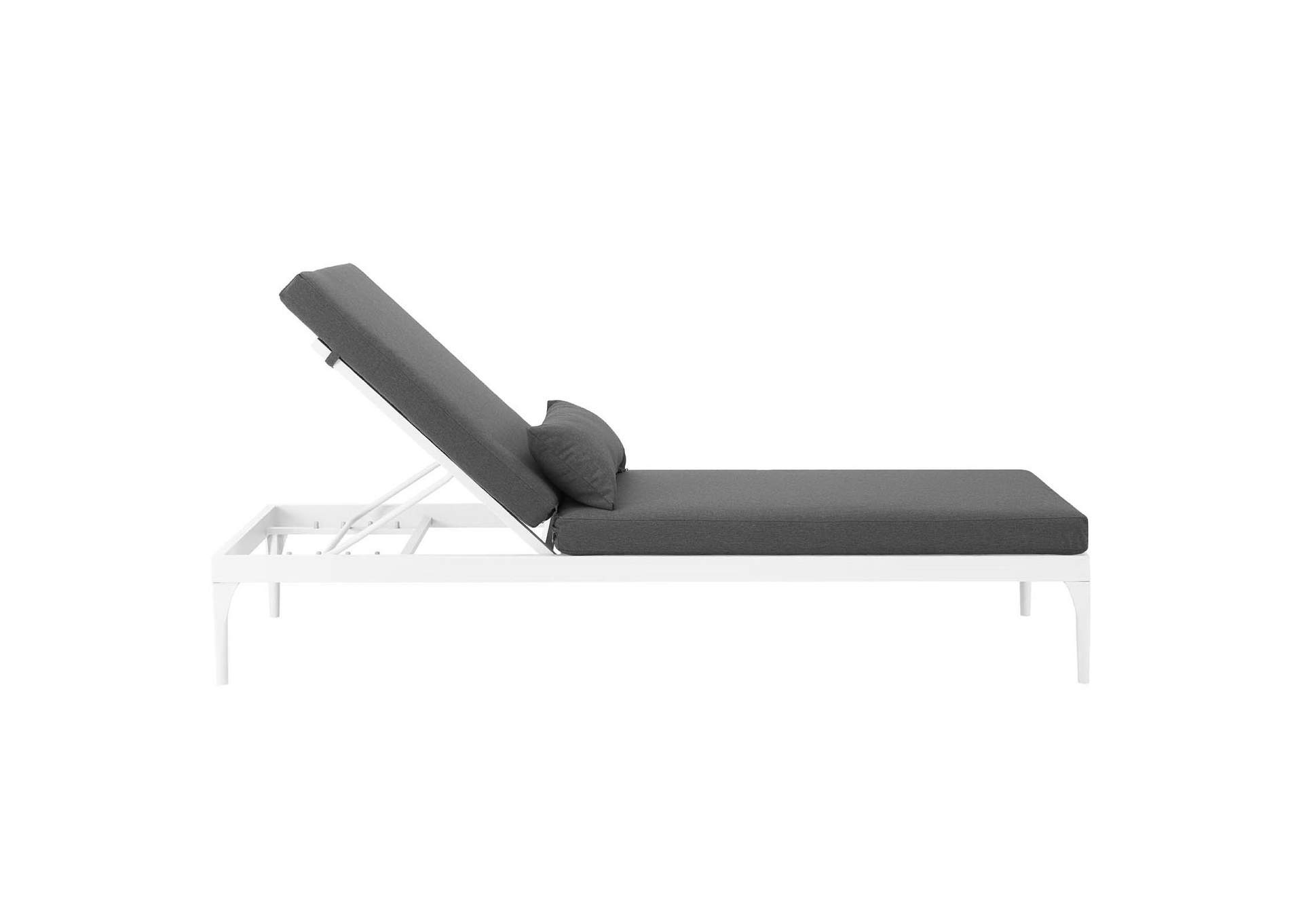 White Charcoal Perspective Cushion Outdoor Patio Chaise Lounge Chair,Modway