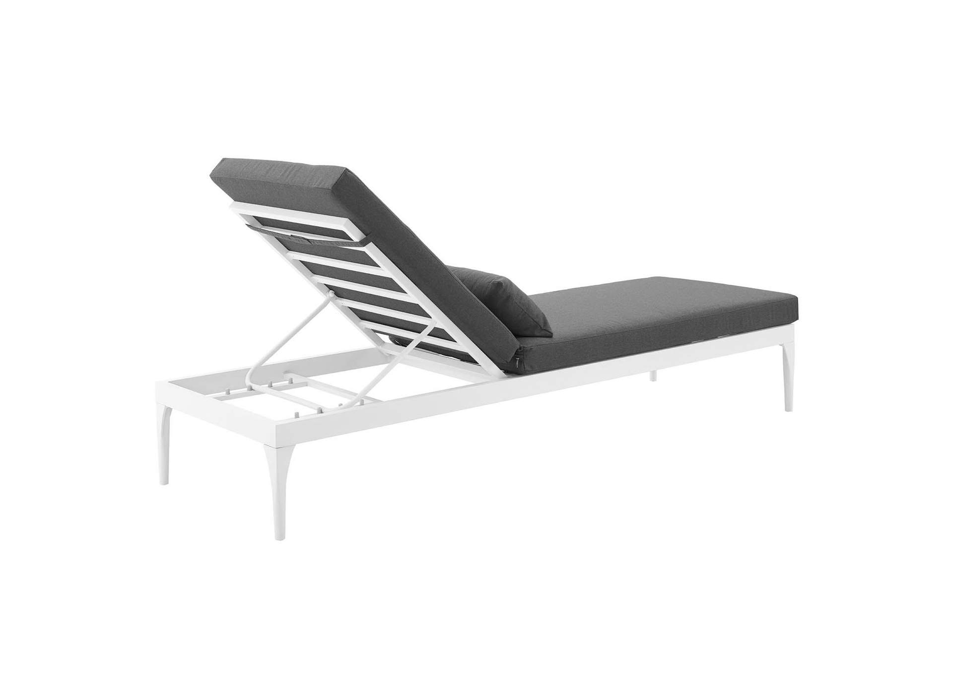 White Charcoal Perspective Cushion Outdoor Patio Chaise Lounge Chair,Modway