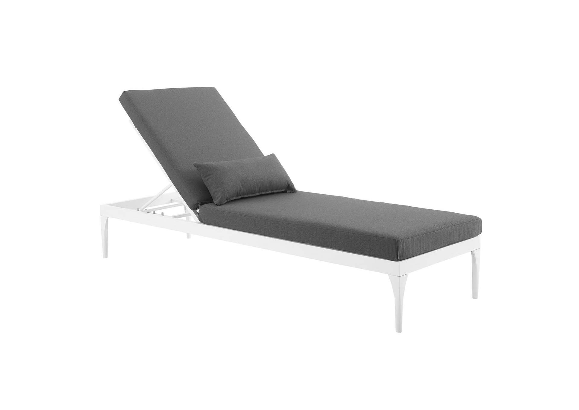 White Charcoal Perspective Cushion Outdoor Patio Chaise Lounge Chair,Modway