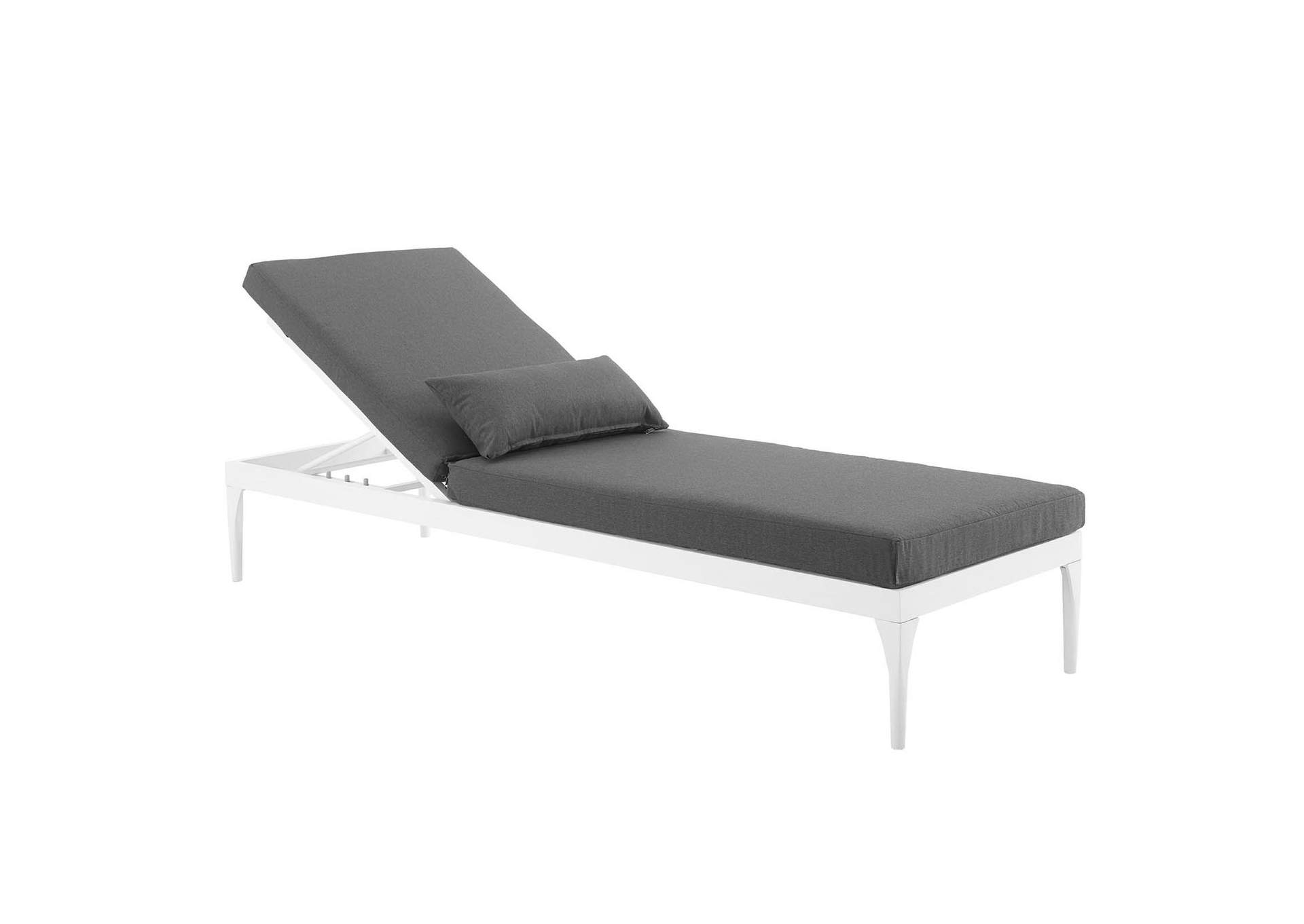 White Charcoal Perspective Cushion Outdoor Patio Chaise Lounge Chair,Modway