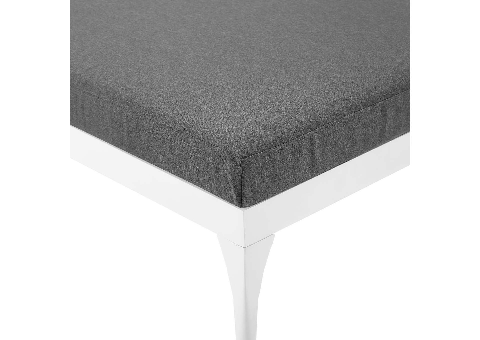 White Charcoal Perspective Cushion Outdoor Patio Chaise Lounge Chair,Modway