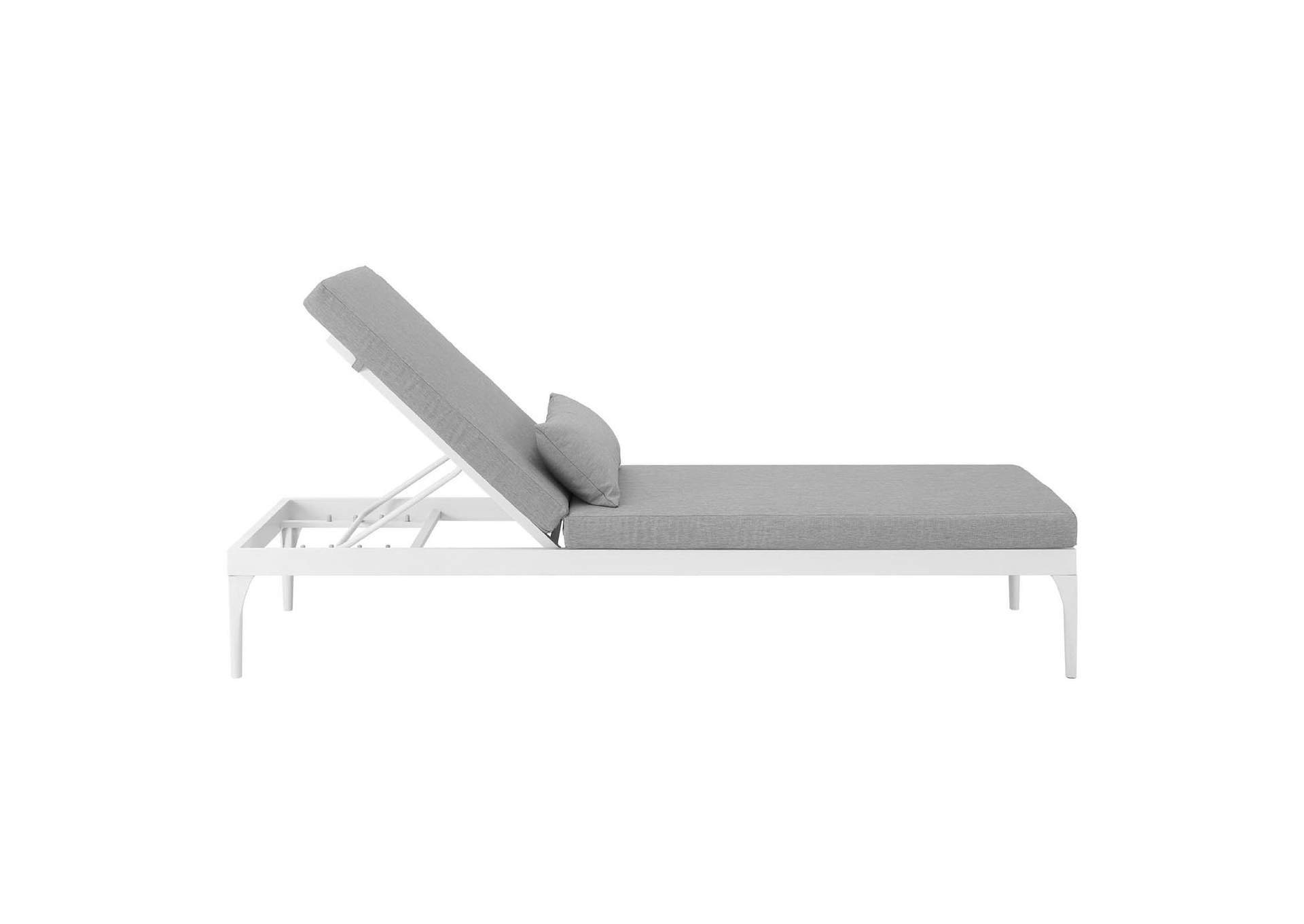 White Gray Perspective Cushion Outdoor Patio Chaise Lounge Chair,Modway