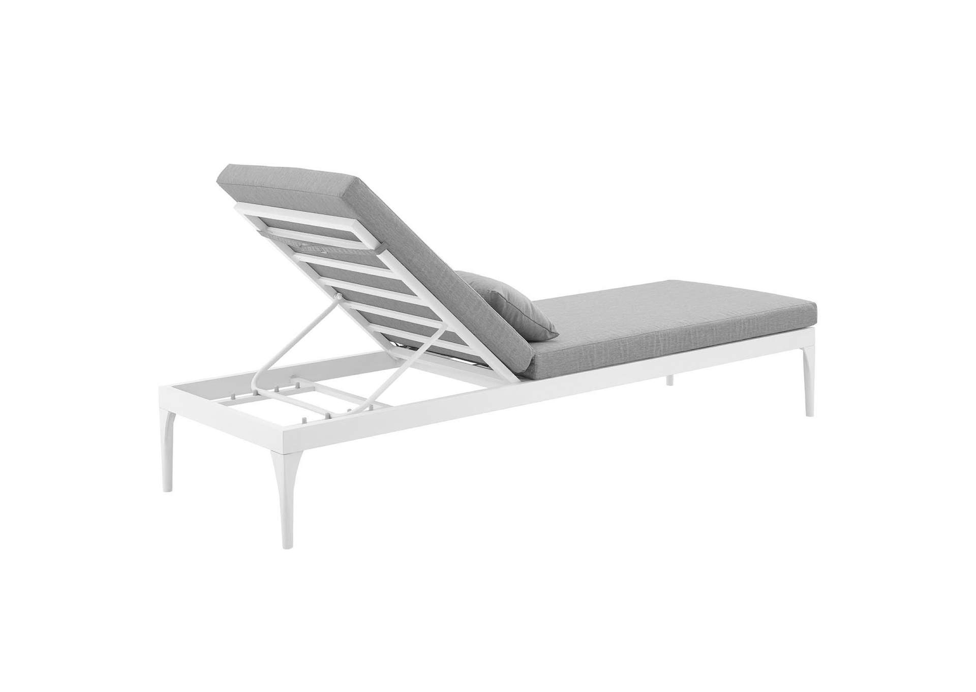 White Gray Perspective Cushion Outdoor Patio Chaise Lounge Chair,Modway
