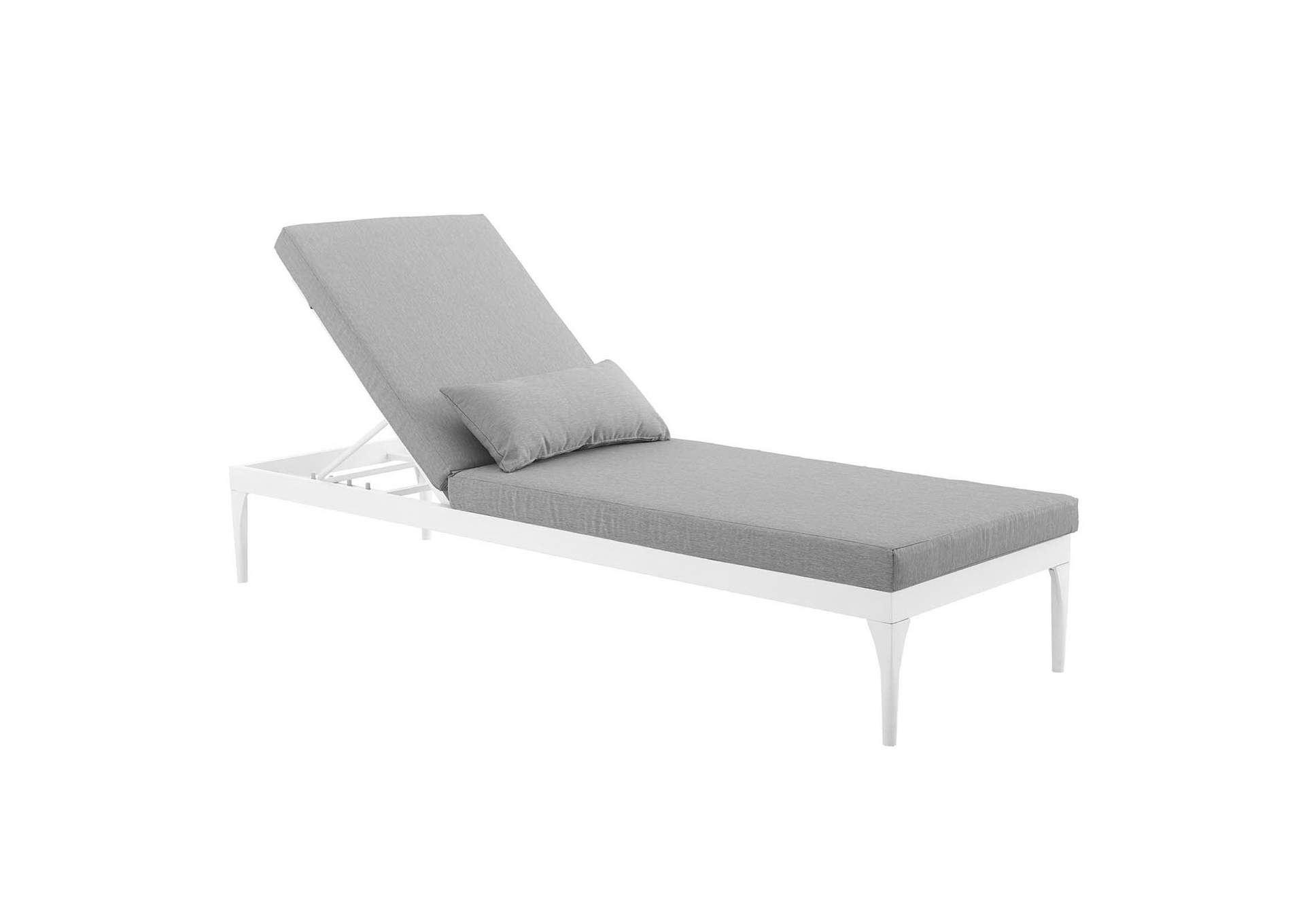 White Gray Perspective Cushion Outdoor Patio Chaise Lounge Chair,Modway