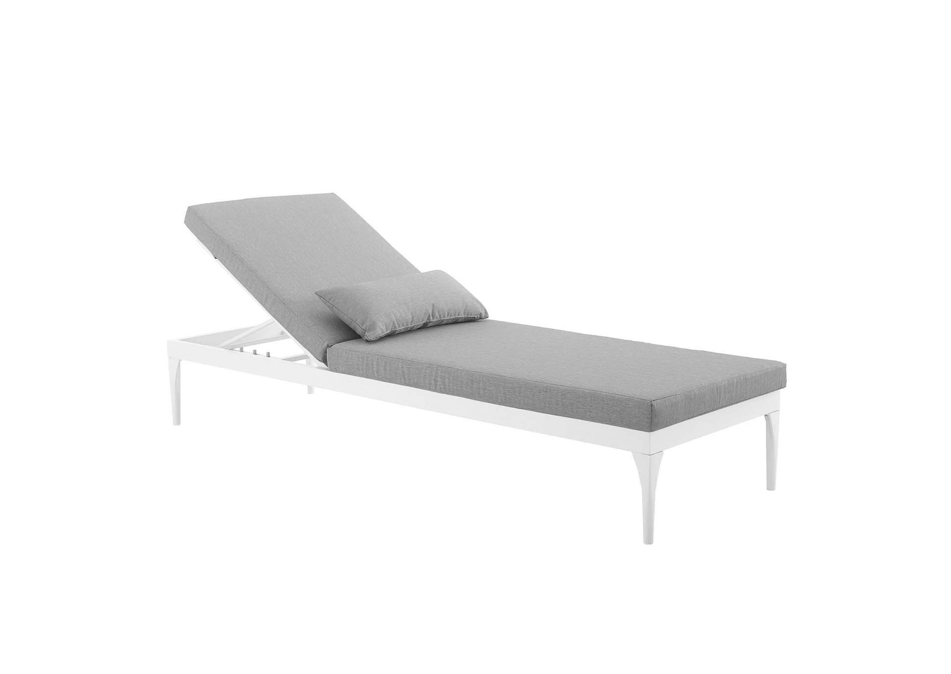 White Gray Perspective Cushion Outdoor Patio Chaise Lounge Chair,Modway