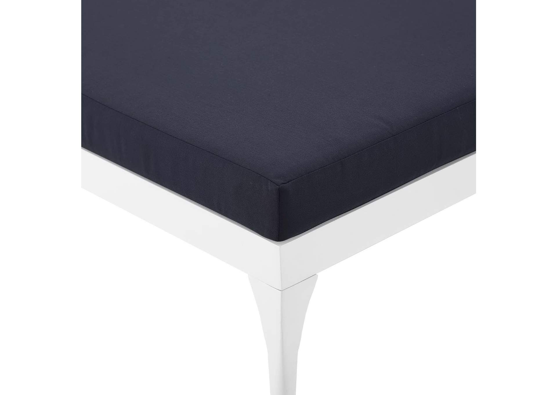 White Navy Perspective Cushion Outdoor Patio Chaise Lounge Chair,Modway