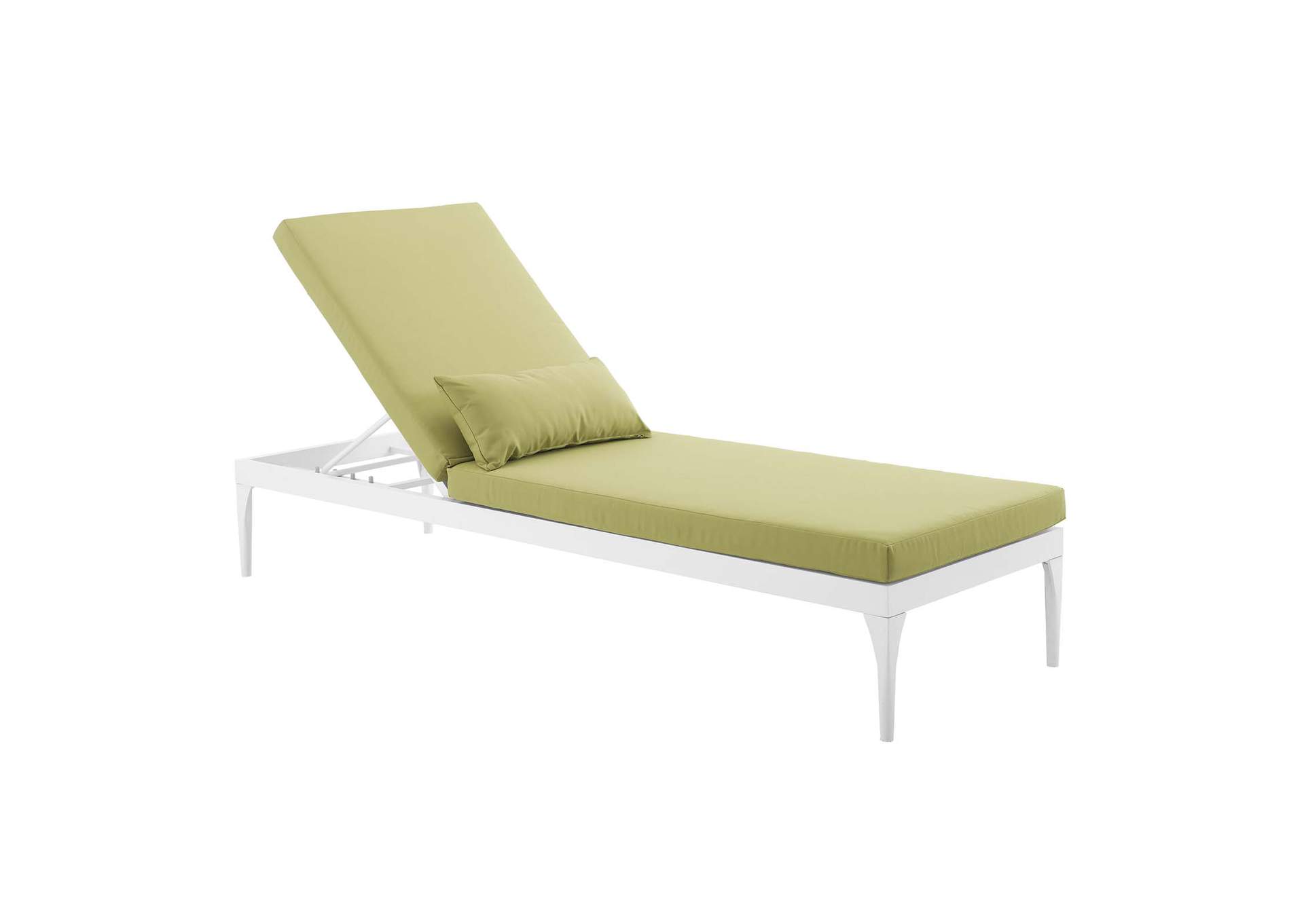 White Peridot Perspective Cushion Outdoor Patio Chaise Lounge Chair,Modway