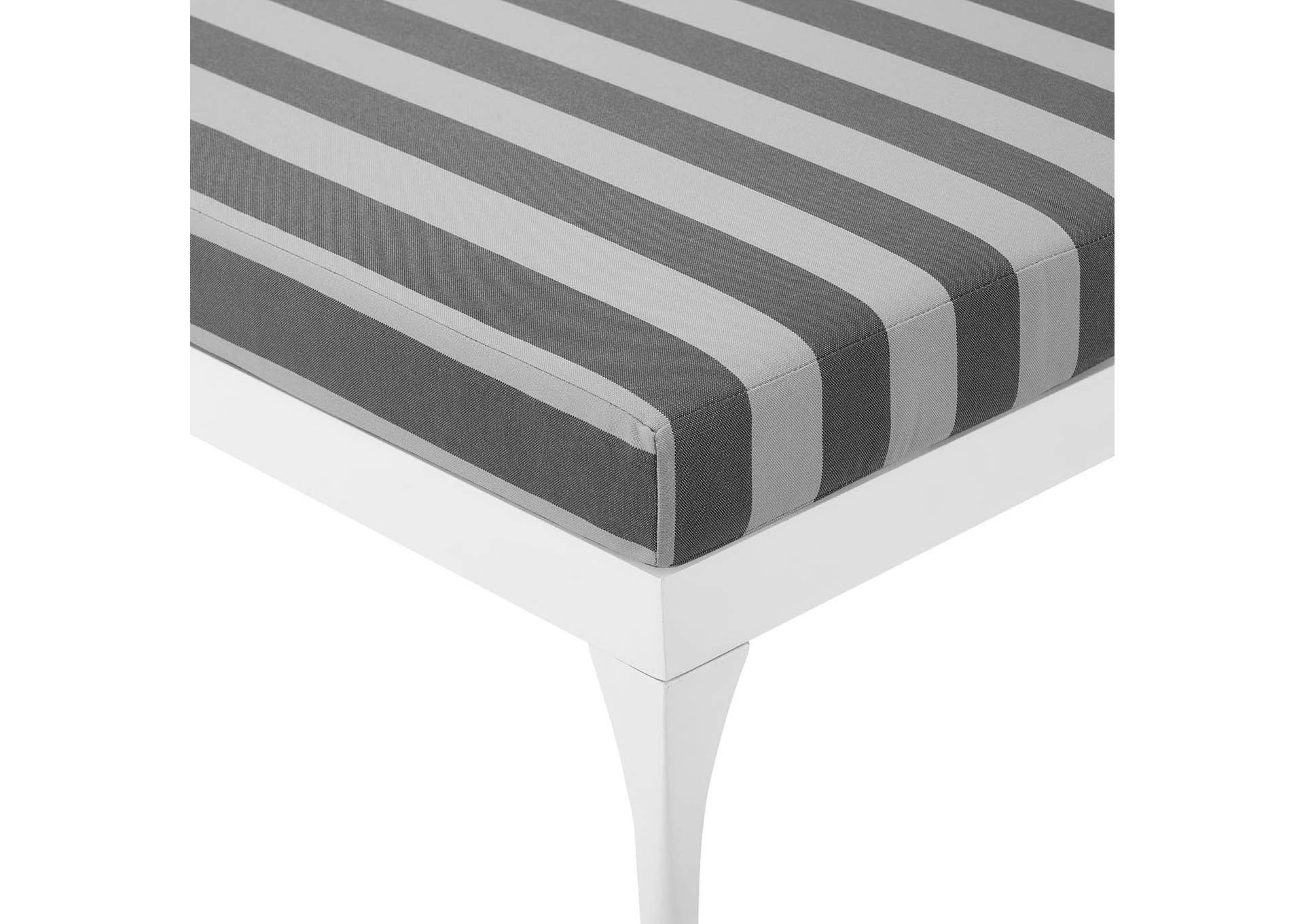 White Striped Gray Perspective Cushion Outdoor Patio Chaise Lounge Chair,Modway