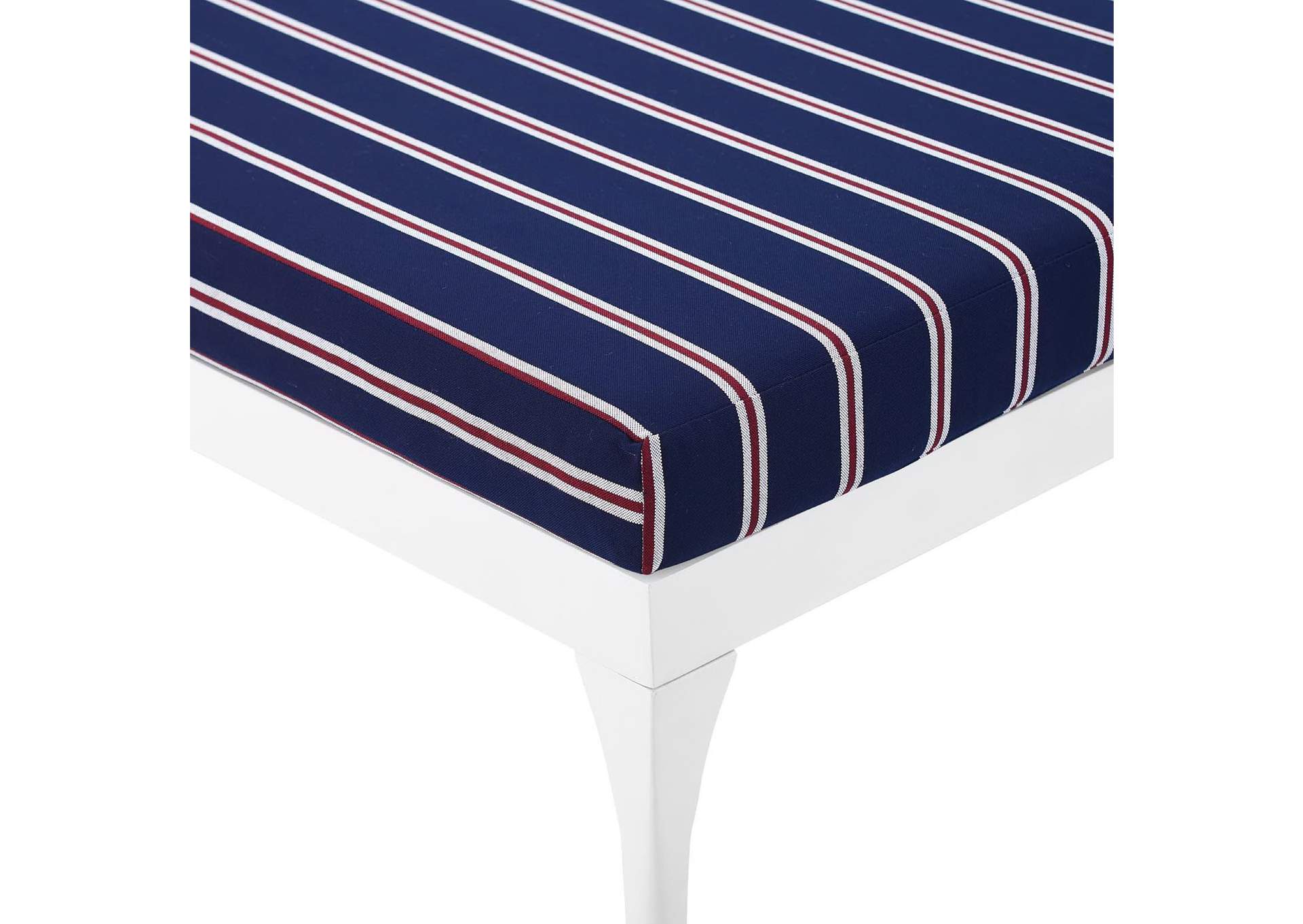 White Striped Navy Perspective Cushion Outdoor Patio Chaise Lounge Chair,Modway