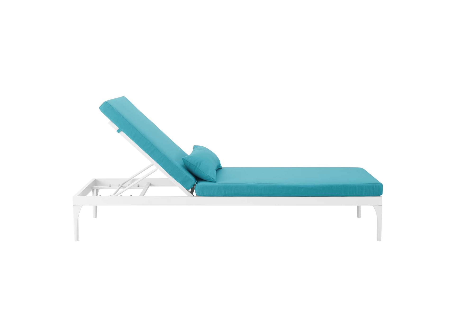 White Turquoise Perspective Cushion Outdoor Patio Chaise Lounge Chair,Modway