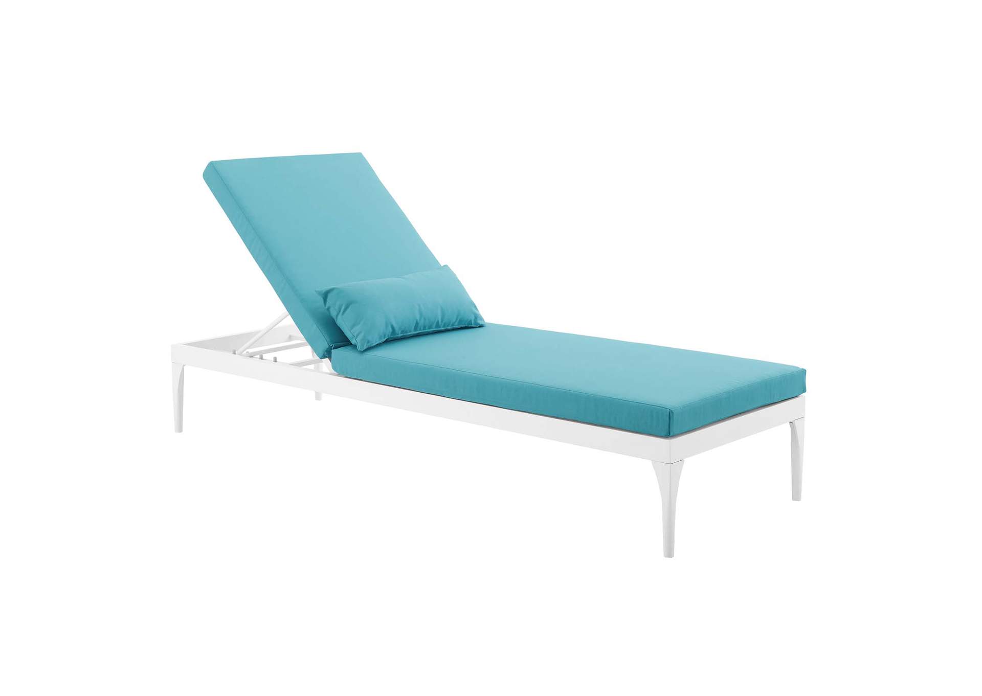 White Turquoise Perspective Cushion Outdoor Patio Chaise Lounge Chair,Modway