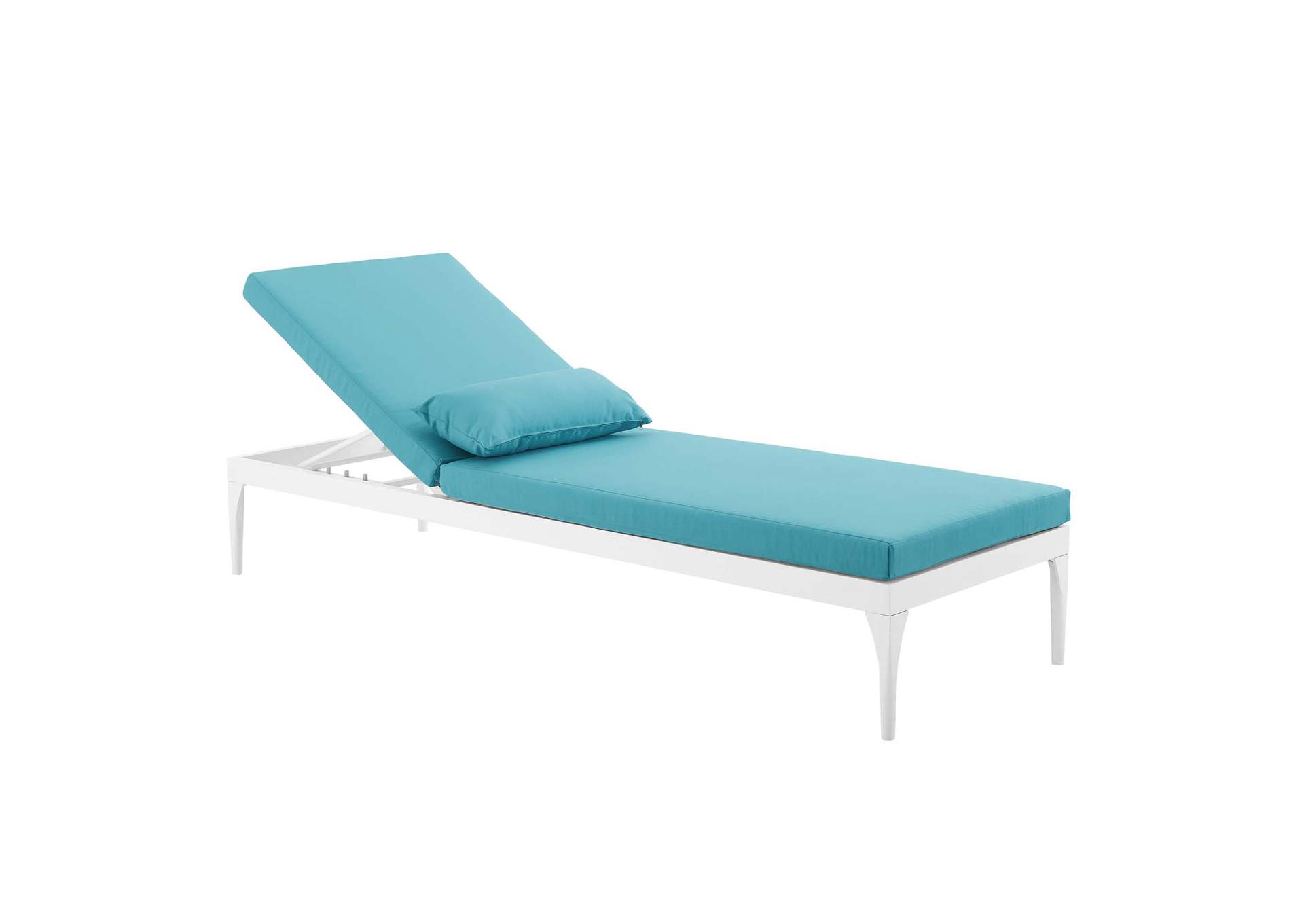 White Turquoise Perspective Cushion Outdoor Patio Chaise Lounge Chair,Modway
