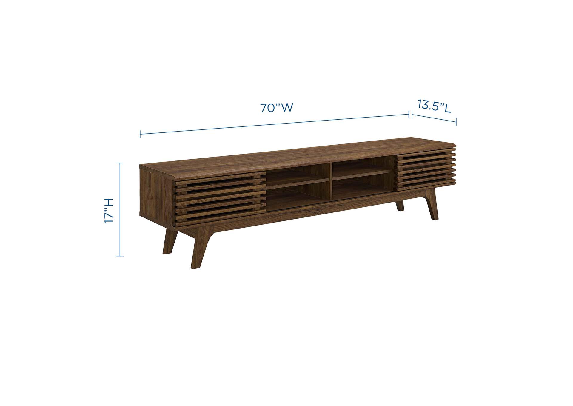 Walnut Walnut Render 70" Entertainment Center TV Stand,Modway