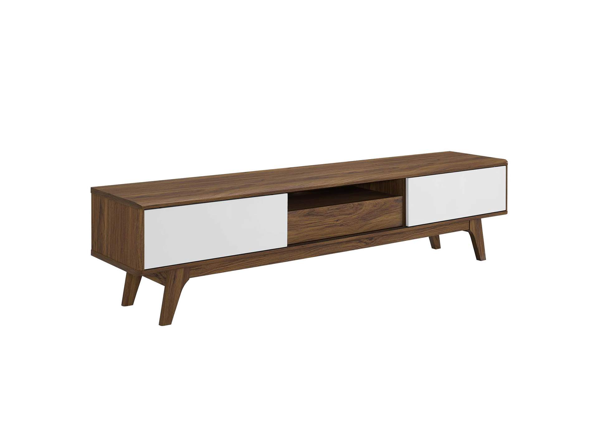 Walnut White Envision 70" Media Console Wood TV Stand,Modway