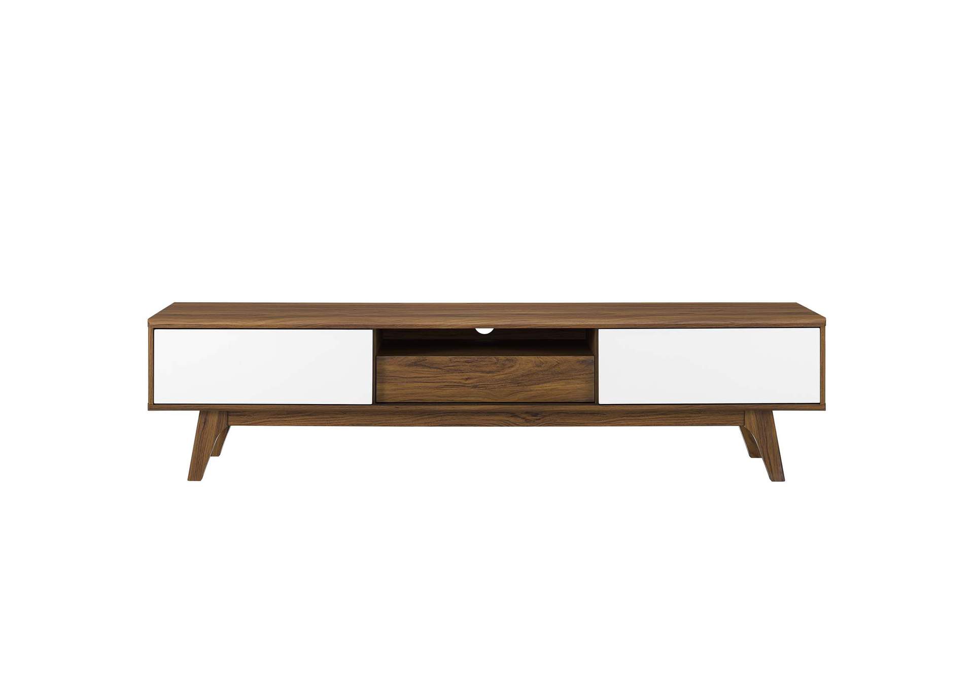 Walnut White Envision 70" Media Console Wood TV Stand,Modway