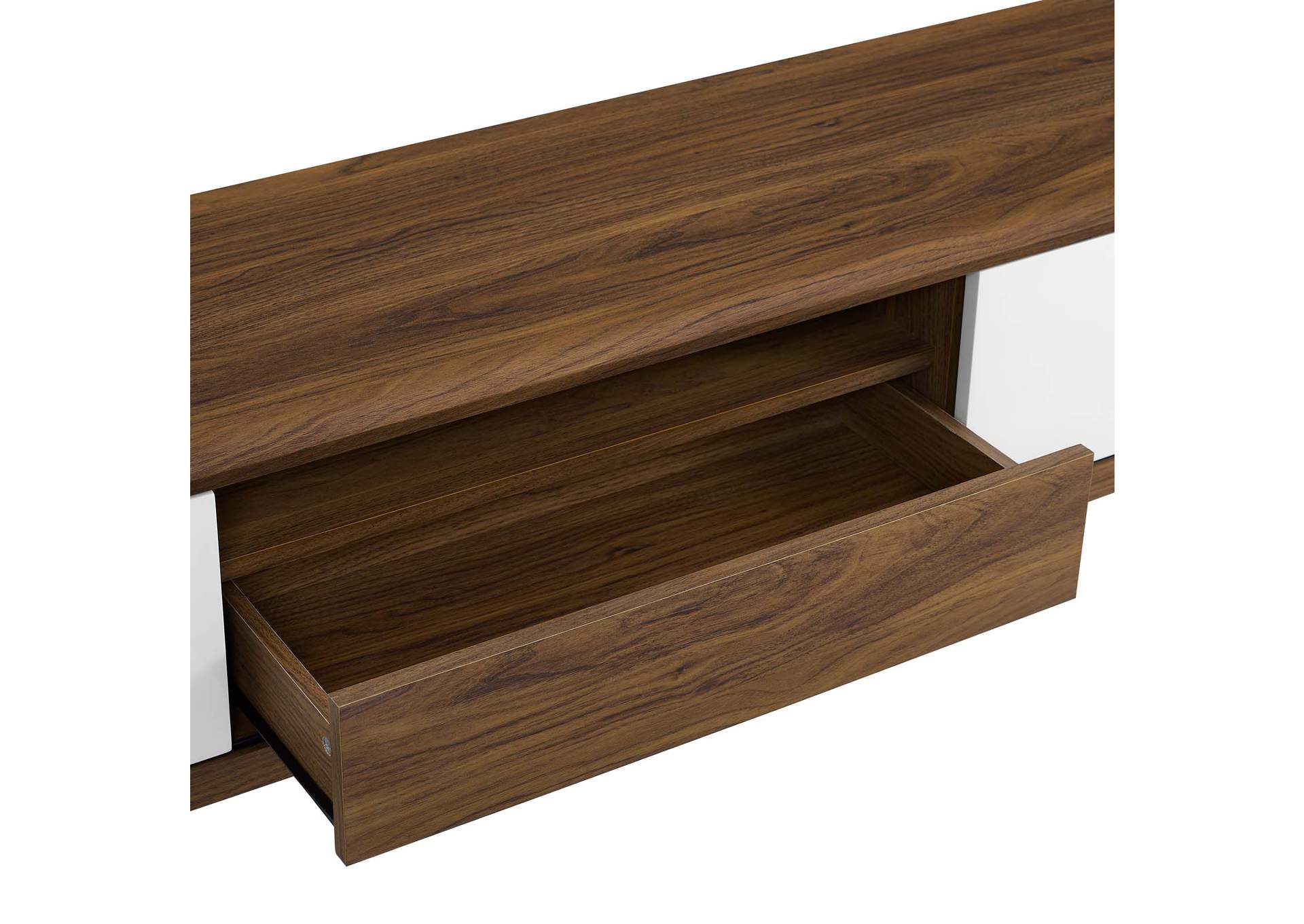 Walnut White Envision 70" Media Console Wood TV Stand,Modway