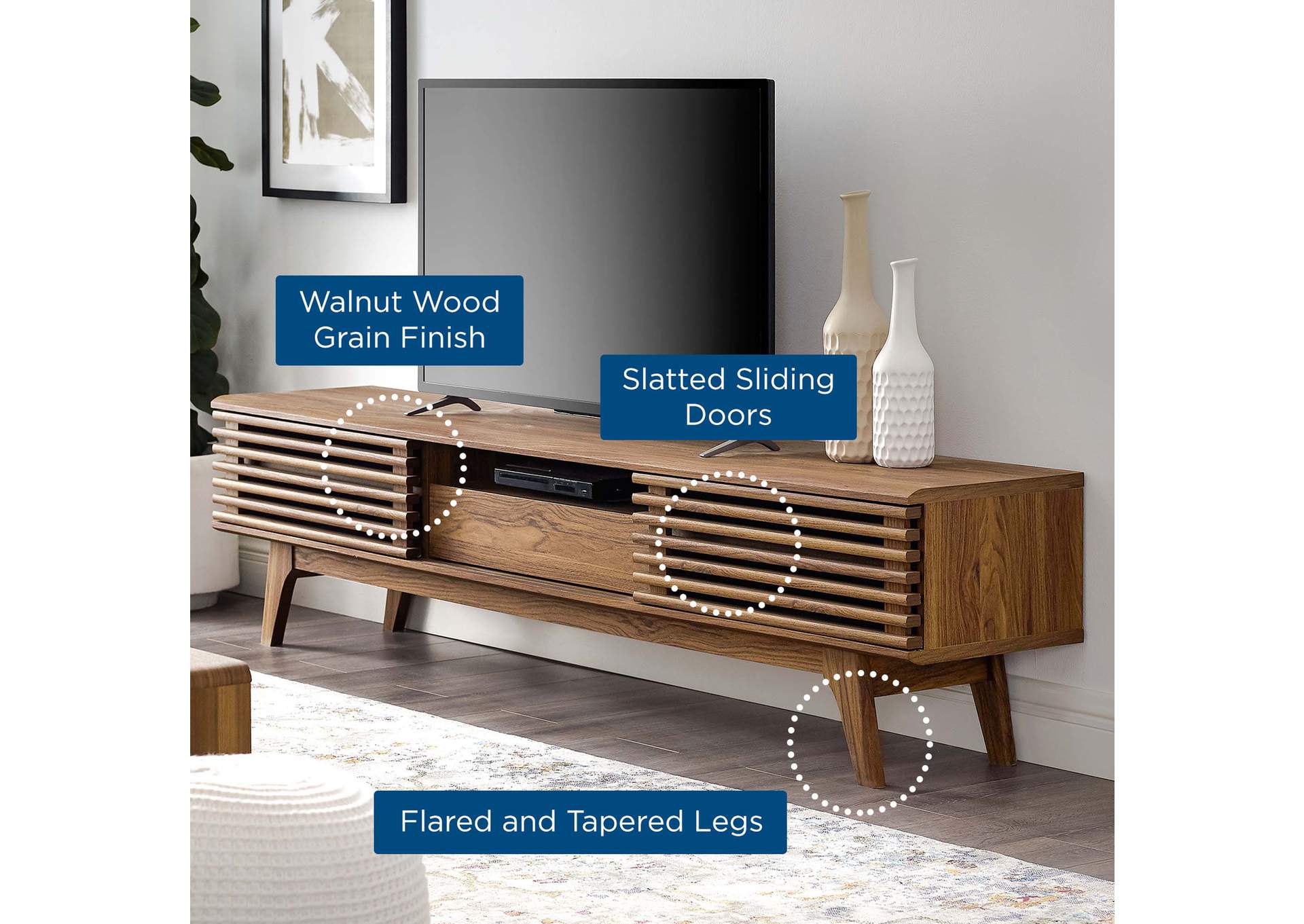 Walnut Render 70" TV Stand,Modway