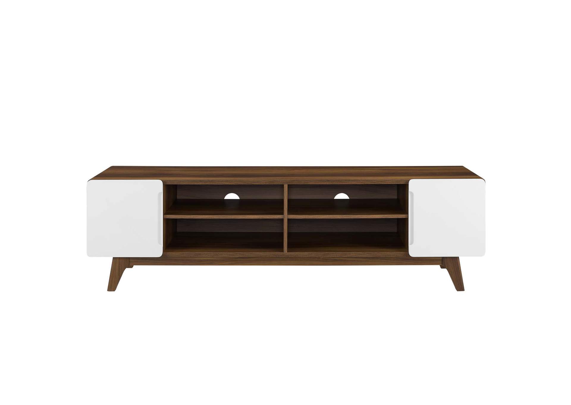 Walnut White Tread 70" Media Console TV Stand,Modway