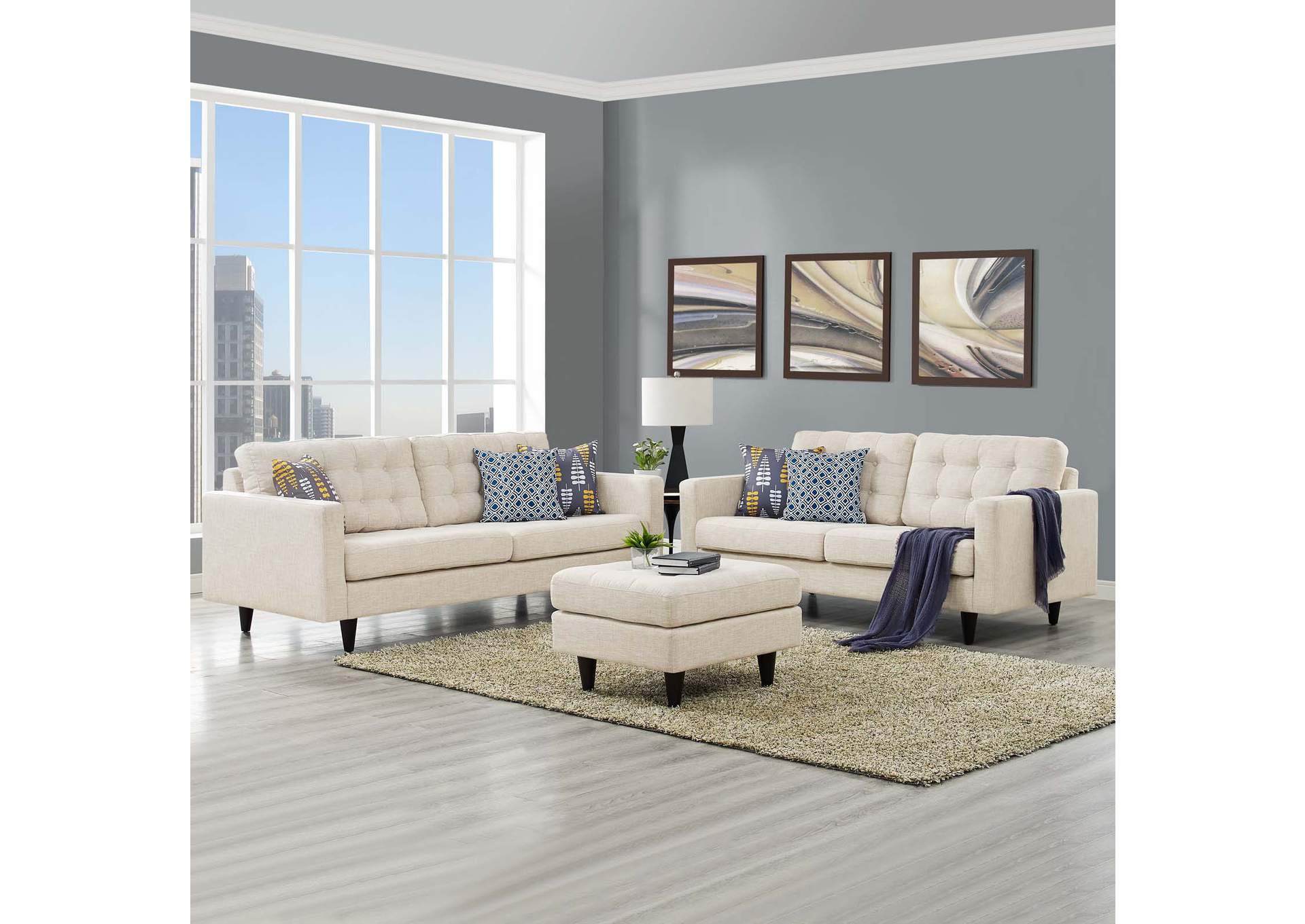 Beige Empress Sofa and Loveseat [Set of 2],Modway