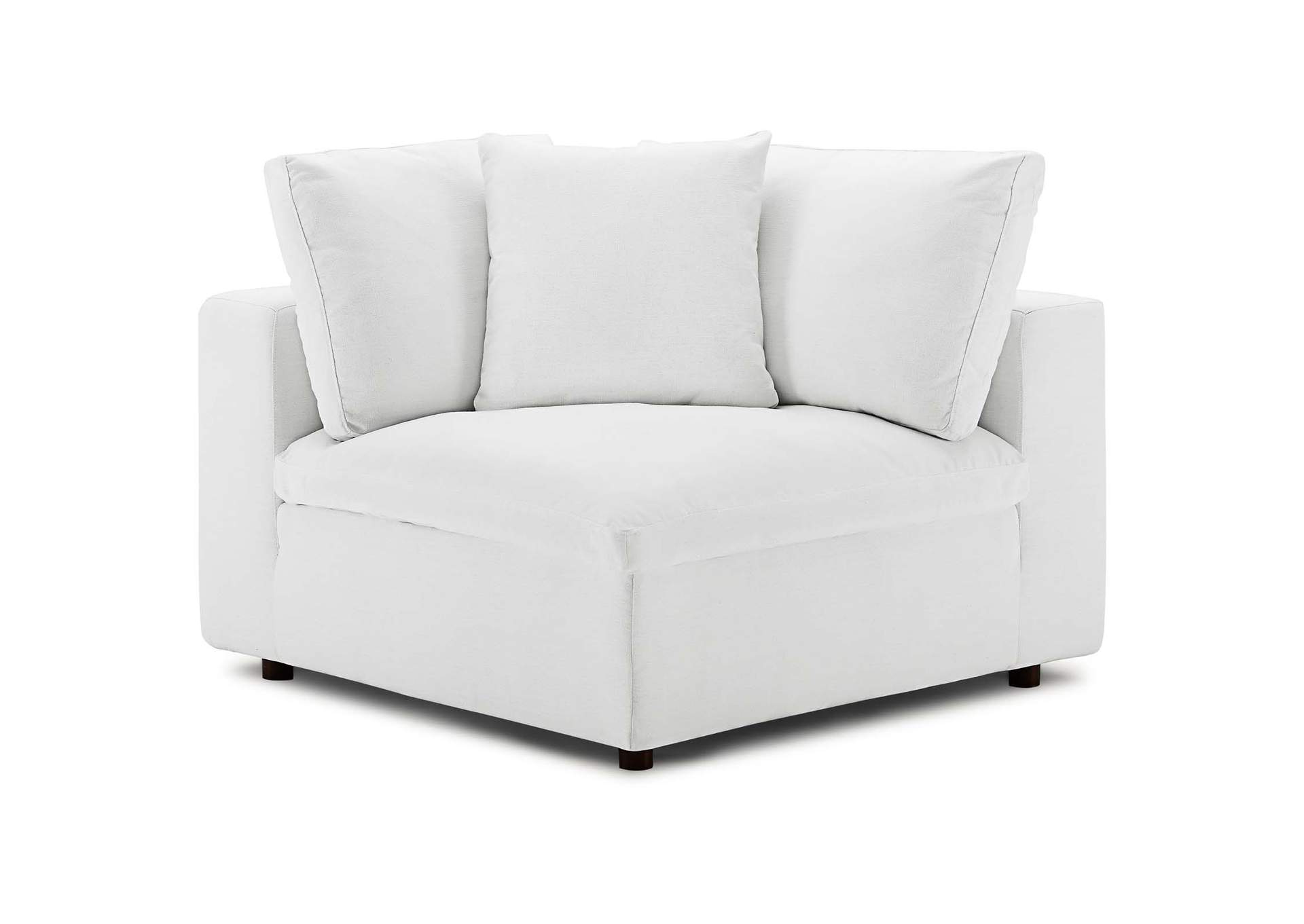White Commix Down Filled Overstuffed Corner Chair,Modway