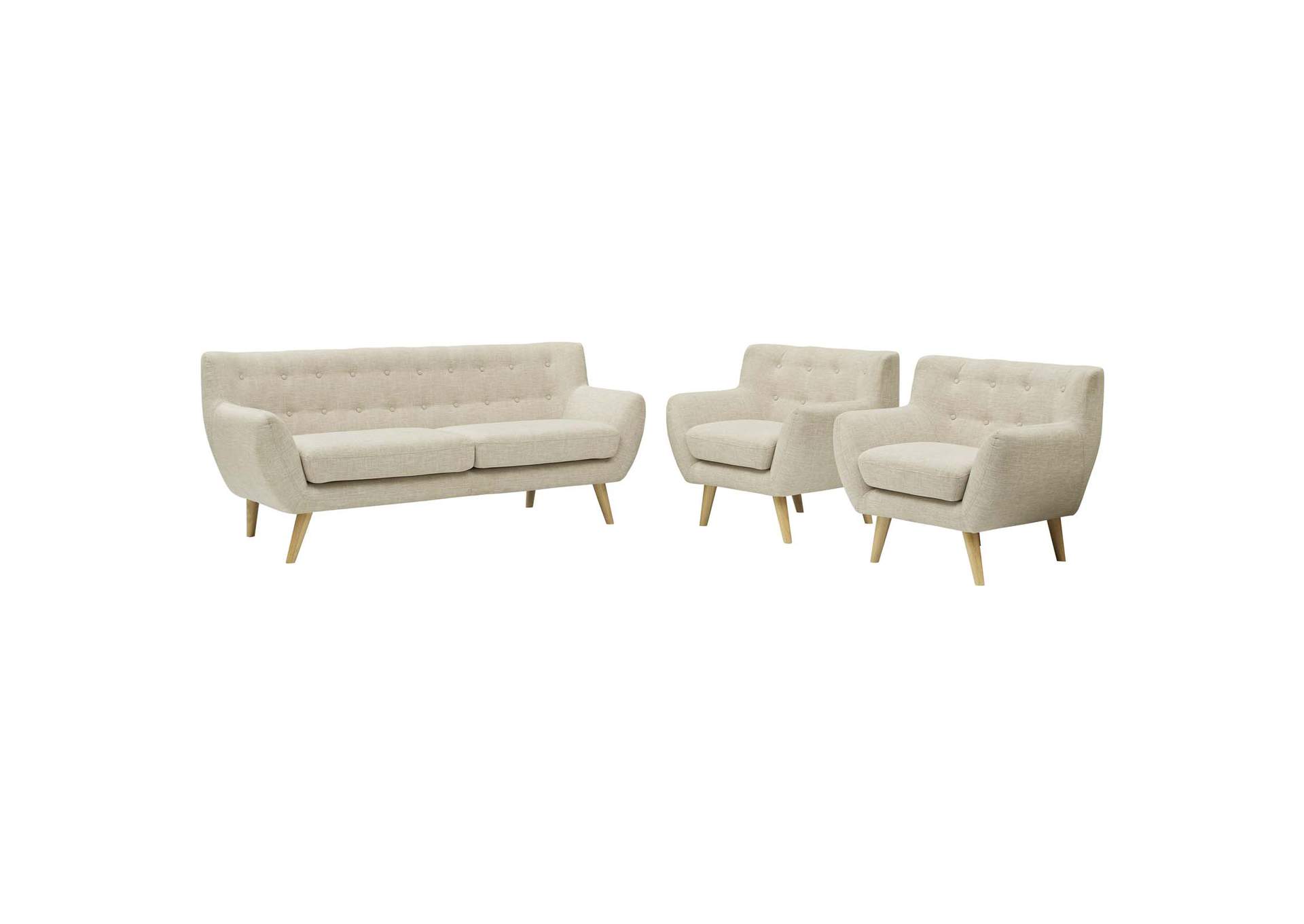 Beige Remark 3 Piece Living Room Set,Modway