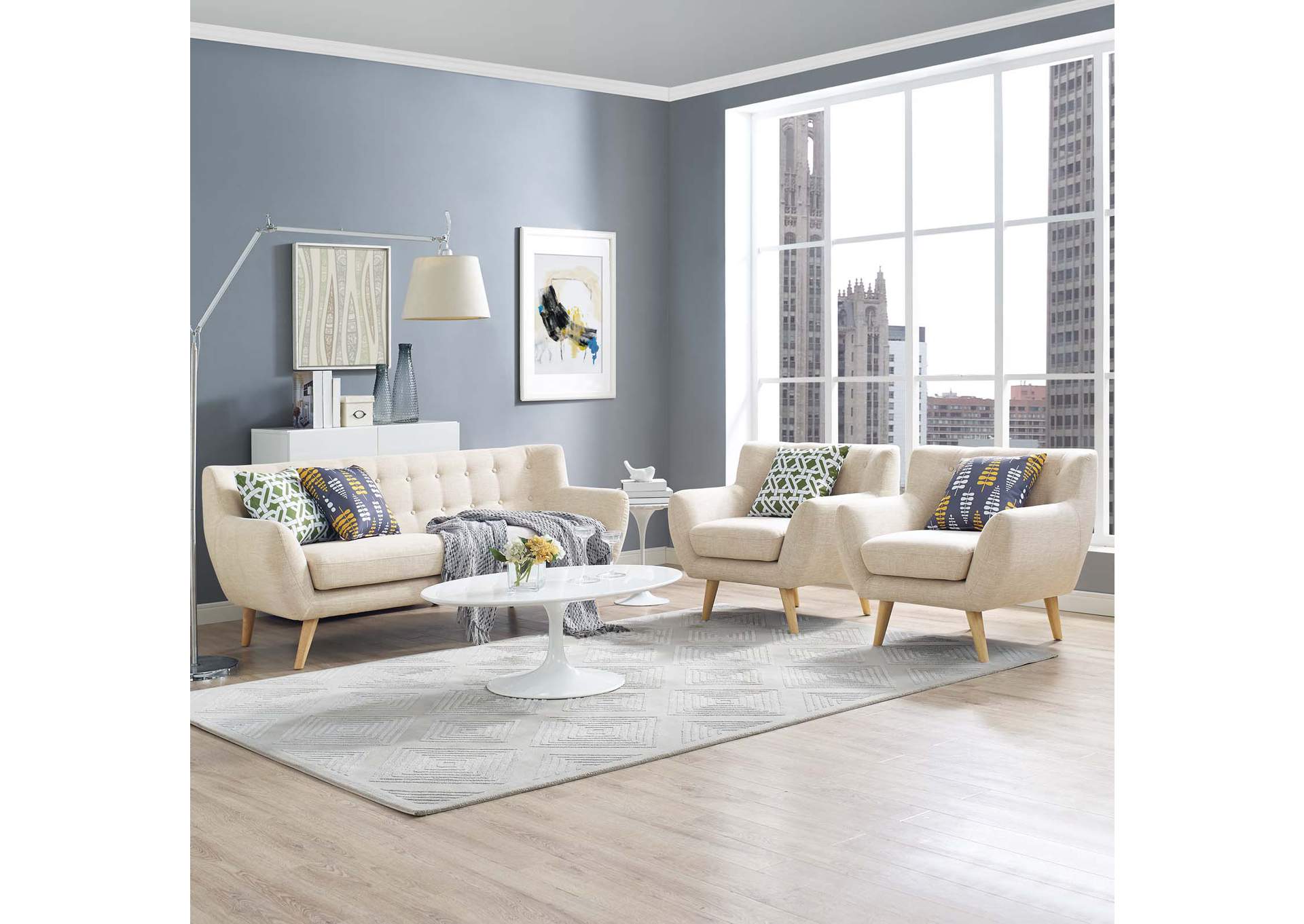 Beige Remark 3 Piece Living Room Set,Modway