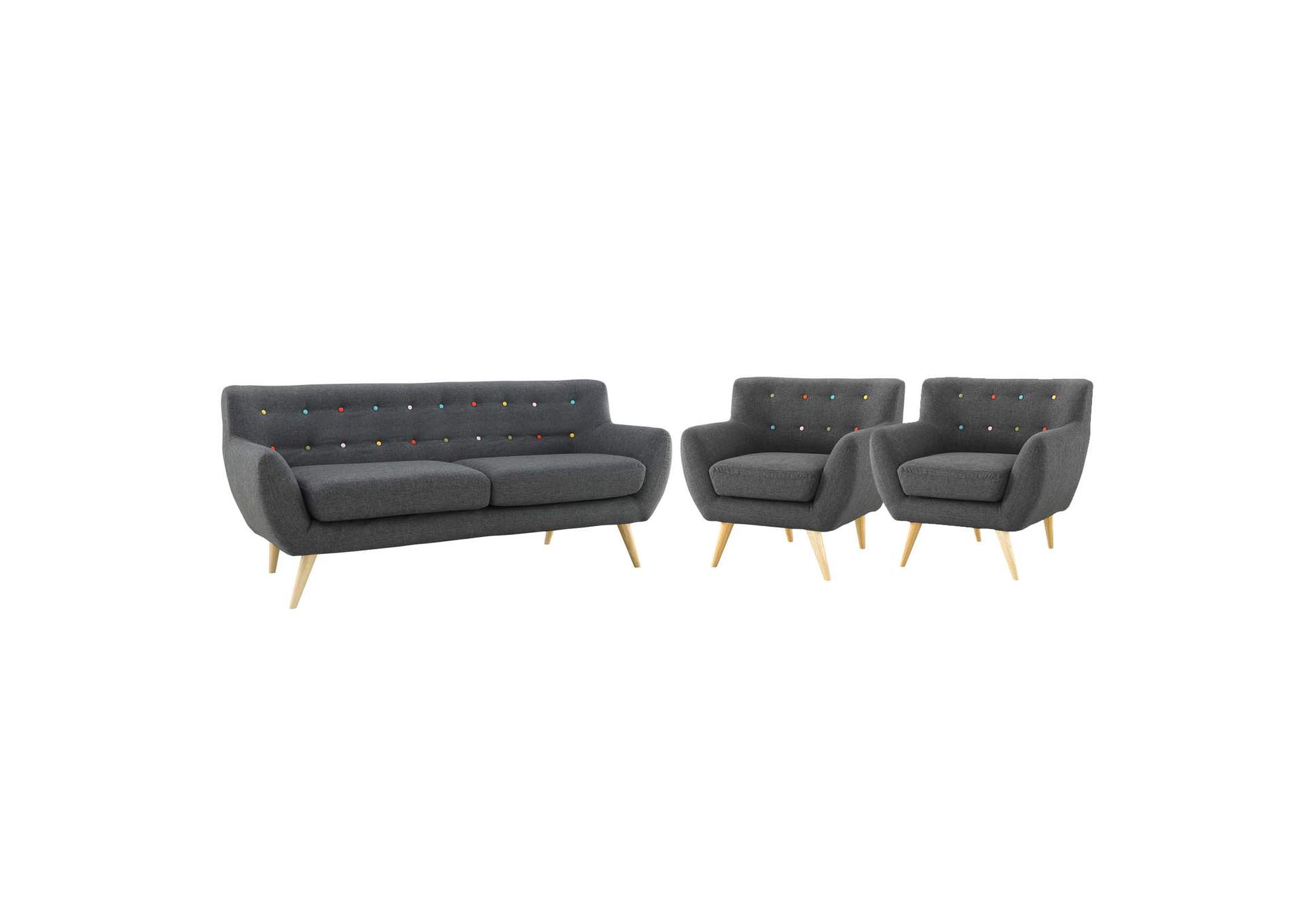 Gray Remark 3 Piece Living Room Set,Modway