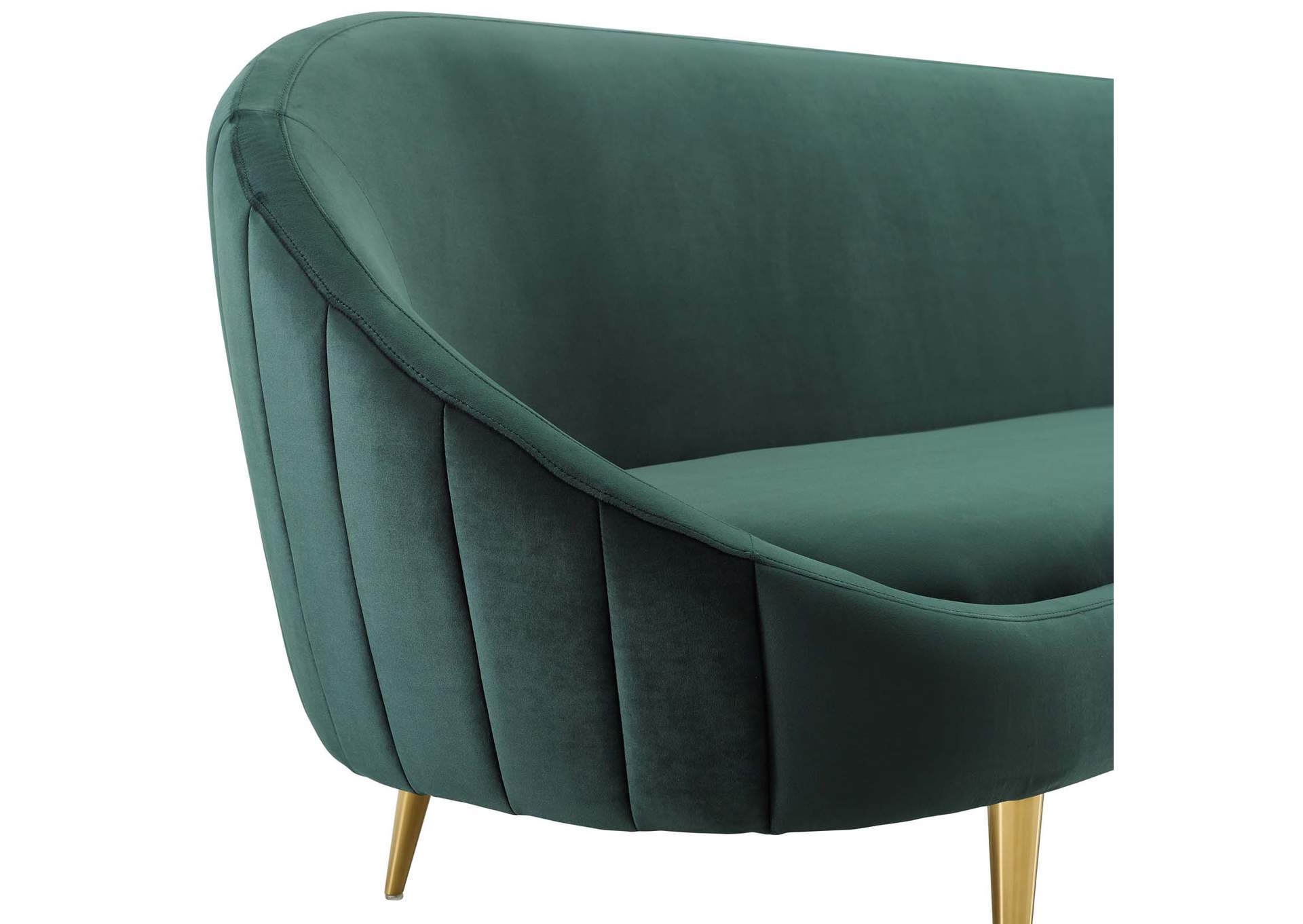 Green Sublime Vertical Curve Back Performance Velvet Sofa,Modway