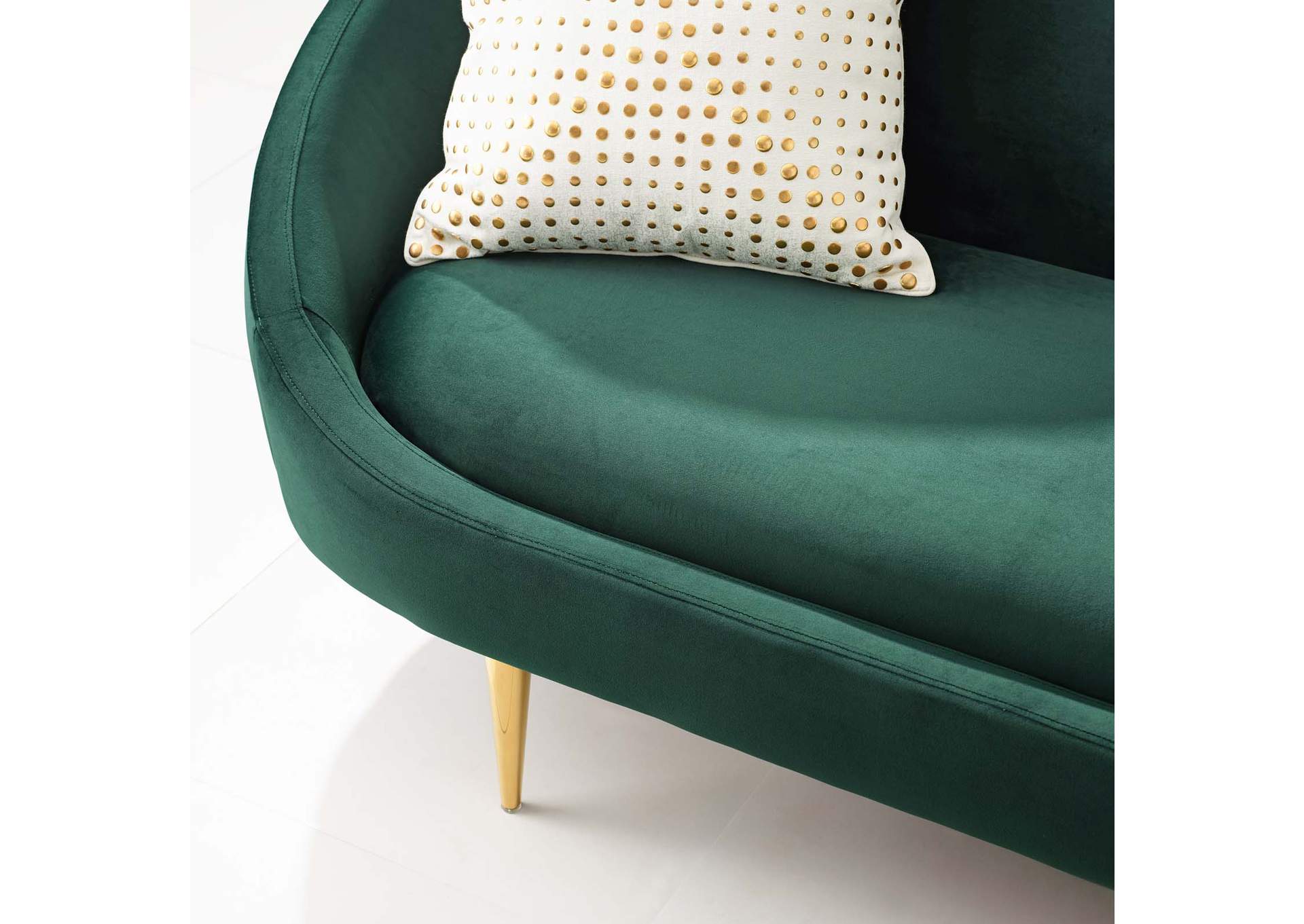 Green Sublime Vertical Curve Back Performance Velvet Sofa,Modway