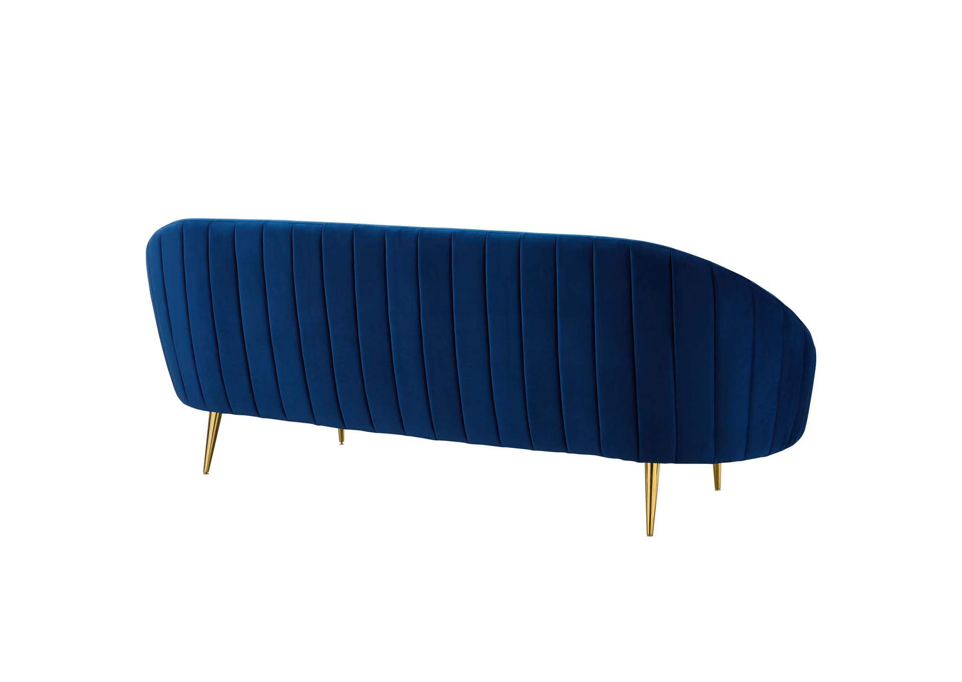Navy Sublime Vertical Curve Back Performance Velvet Sofa,Modway