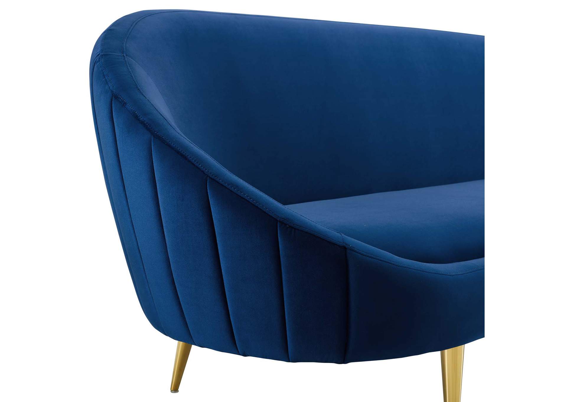 Navy Sublime Vertical Curve Back Performance Velvet Sofa,Modway