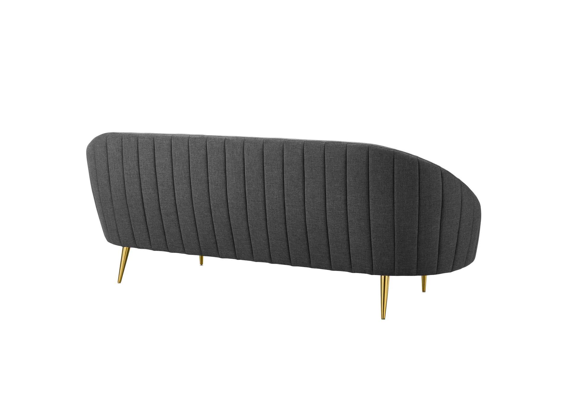 Gray Sublime Vertical Curve Back Fabric Sofa,Modway
