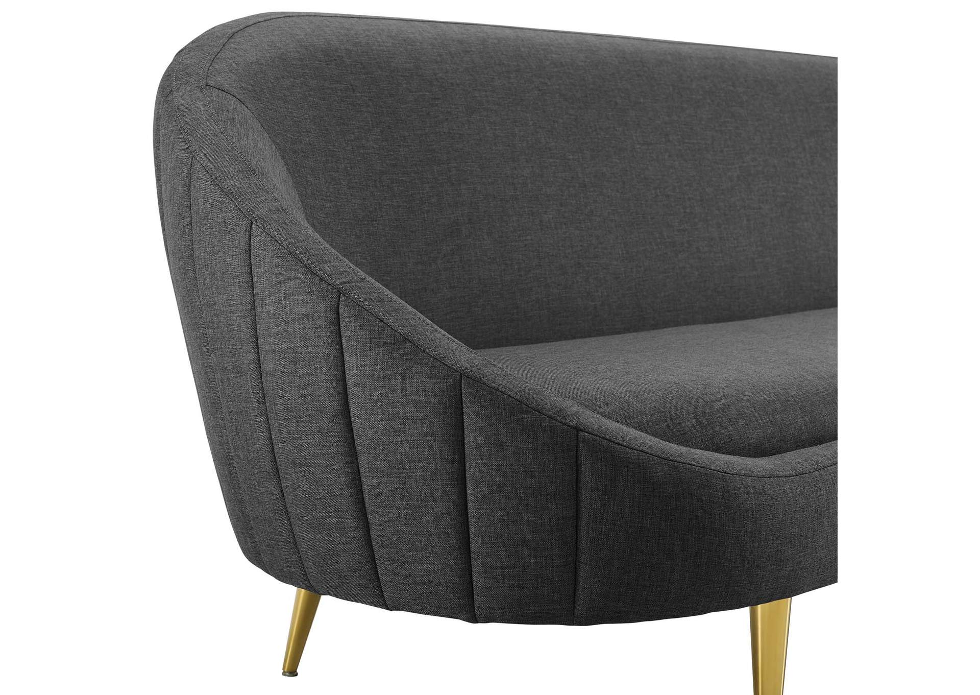 Gray Sublime Vertical Curve Back Fabric Sofa,Modway