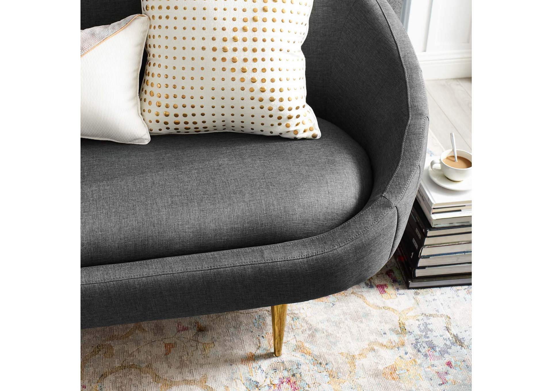 Gray Sublime Vertical Curve Back Fabric Sofa,Modway
