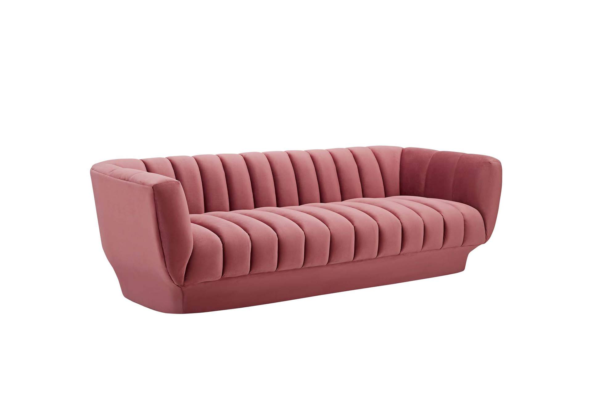 Dusty Rose Entertain Vertical Channel Tufted Performance Velvet Sofa,Modway