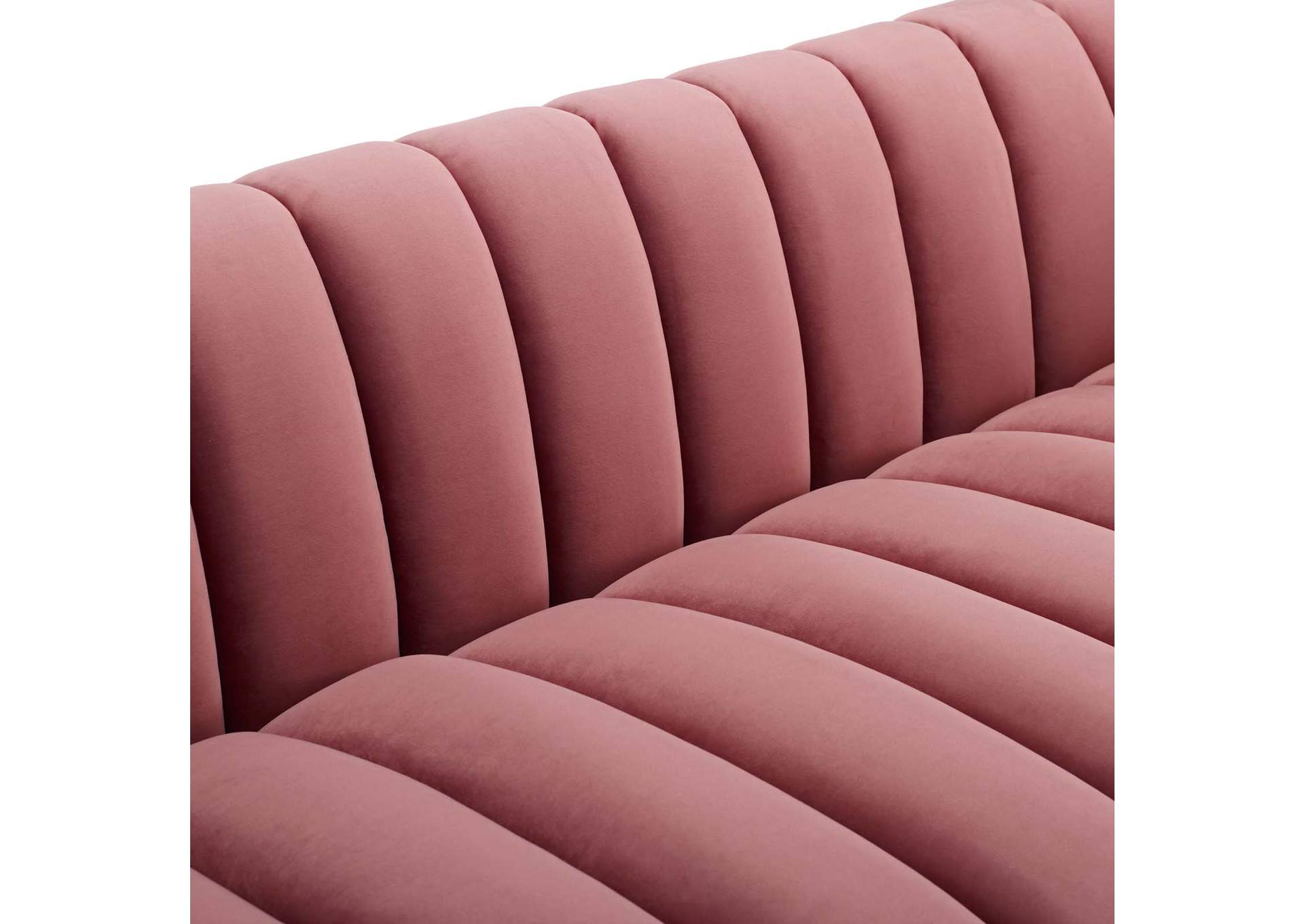 Dusty Rose Entertain Vertical Channel Tufted Performance Velvet Sofa,Modway