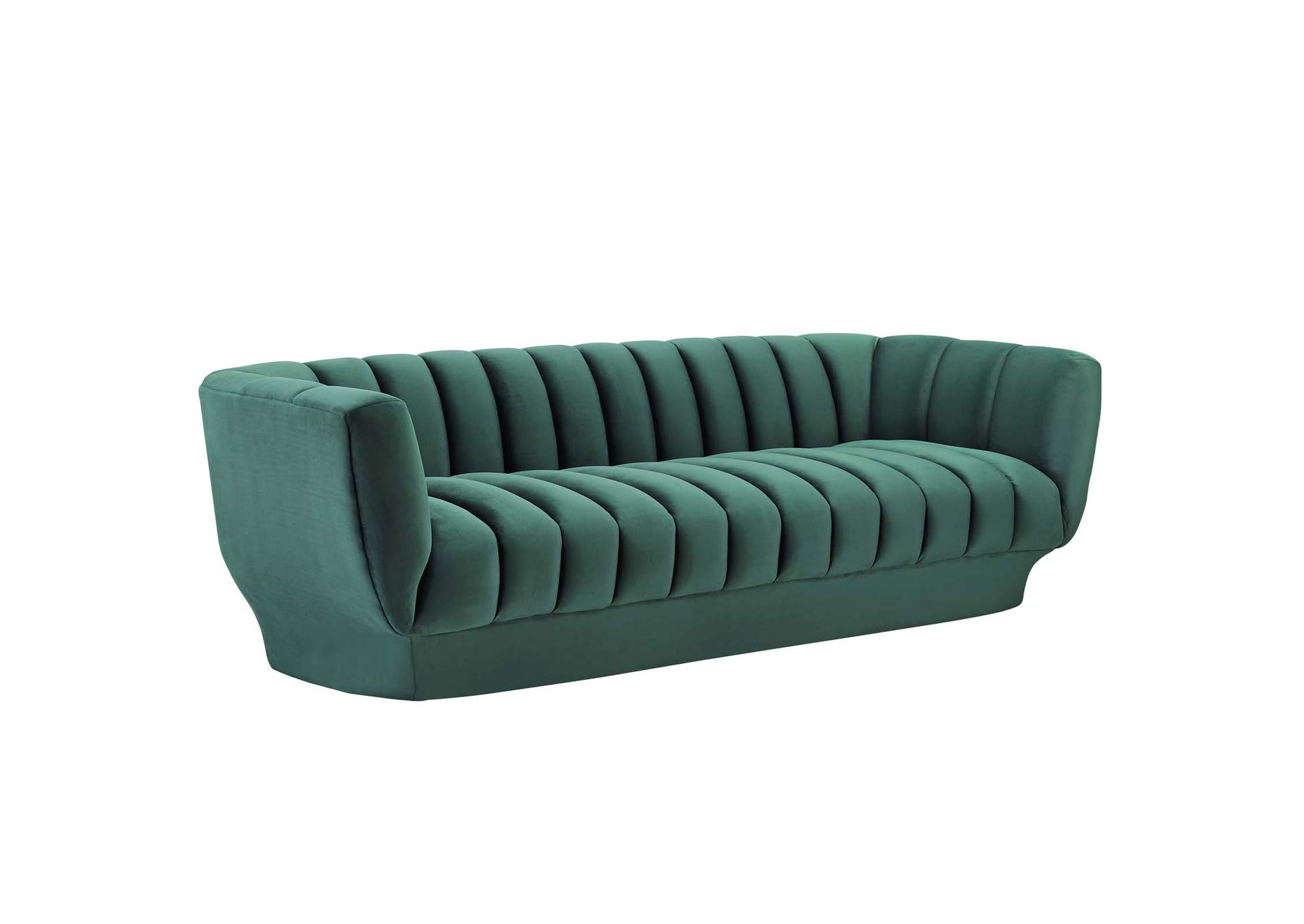 Green Entertain Vertical Channel Tufted Performance Velvet Sofa,Modway