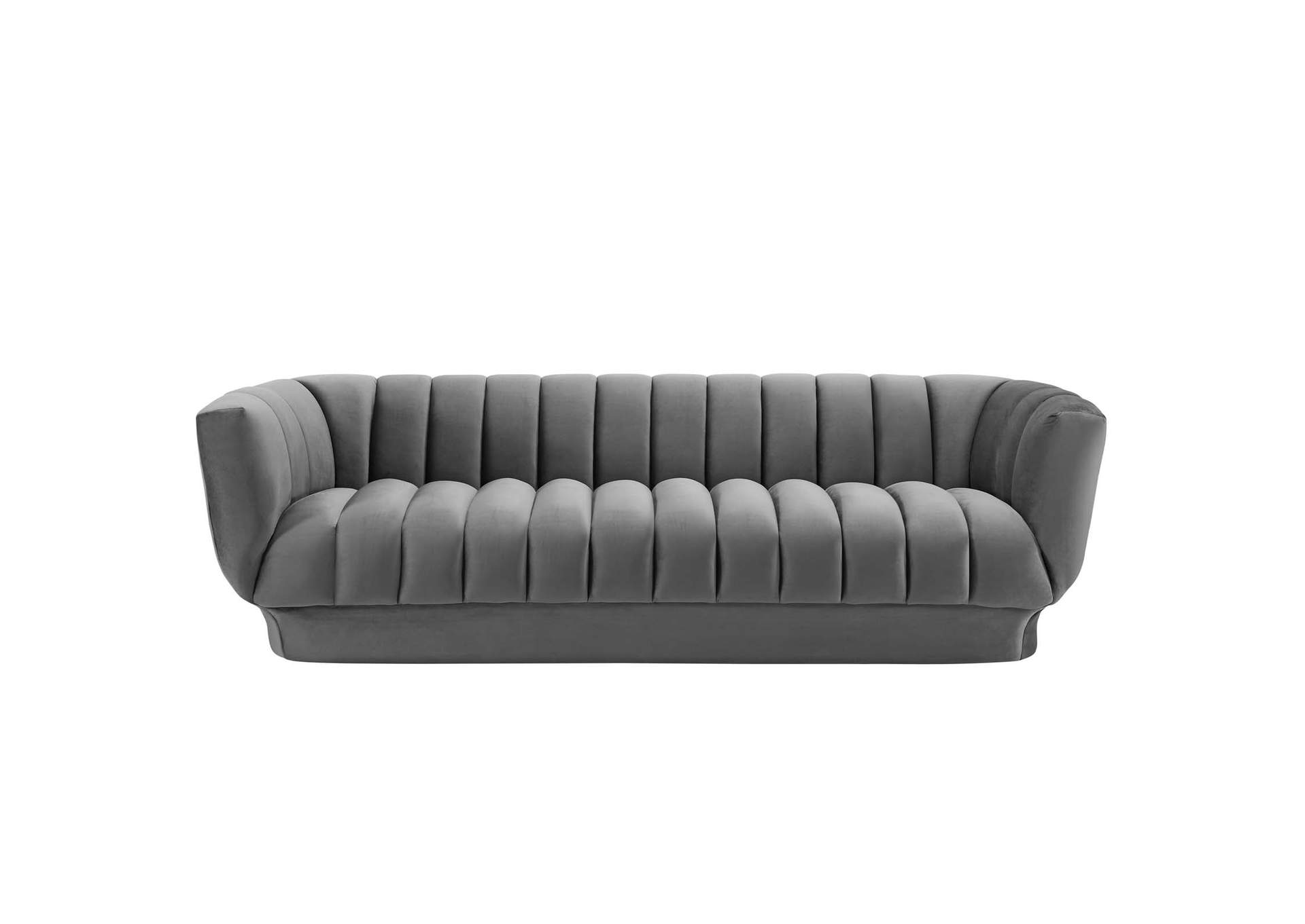 Gray Entertain Vertical Channel Tufted Performance Velvet Sofa,Modway