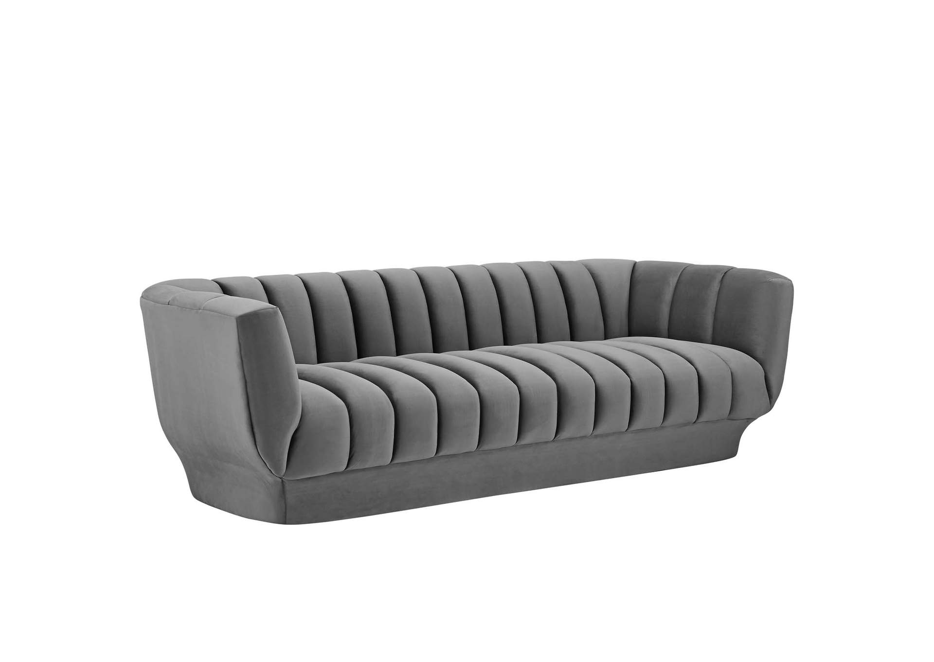 Gray Entertain Vertical Channel Tufted Performance Velvet Sofa,Modway