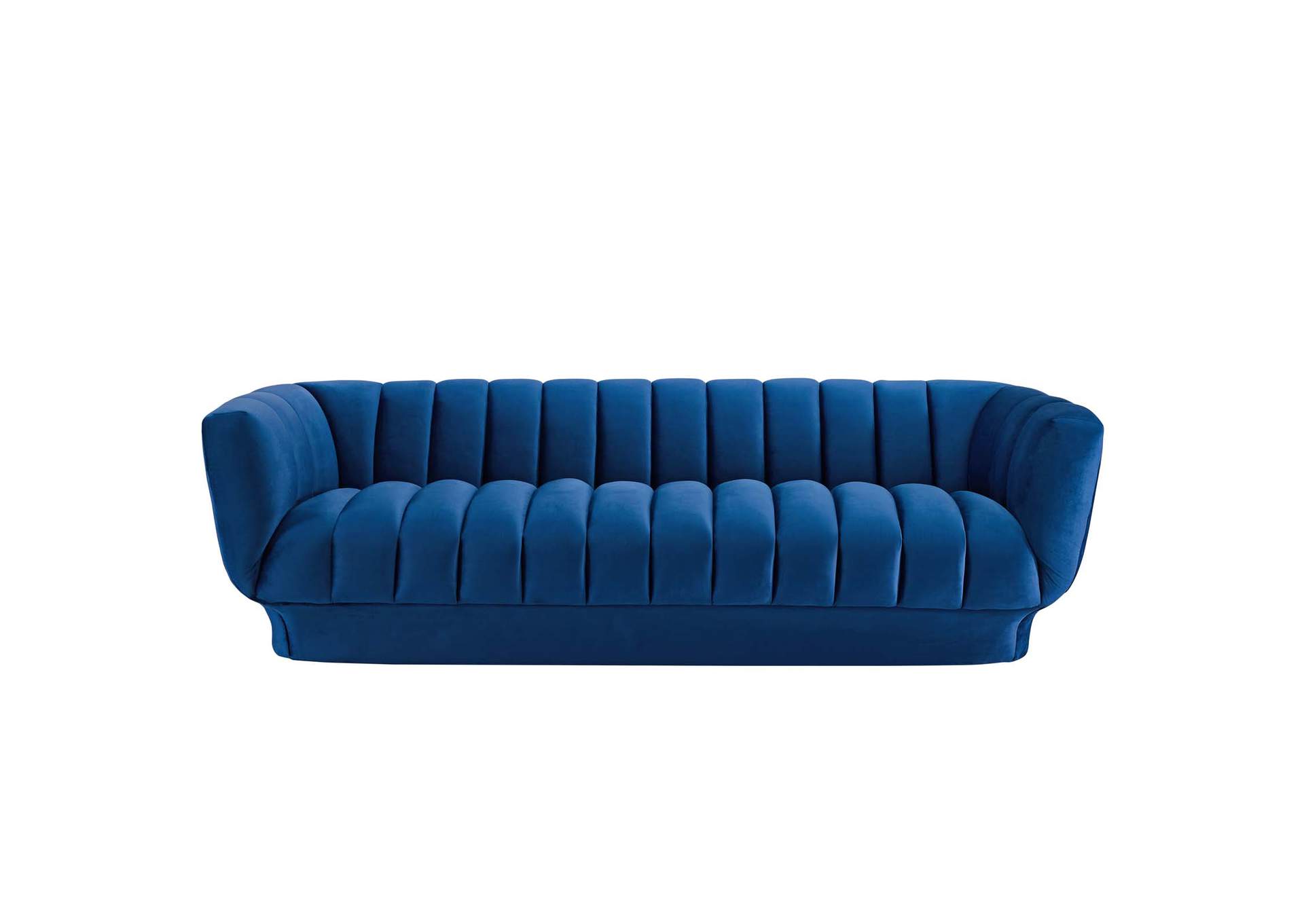 Navy Entertain Vertical Channel Tufted Performance Velvet Sofa,Modway