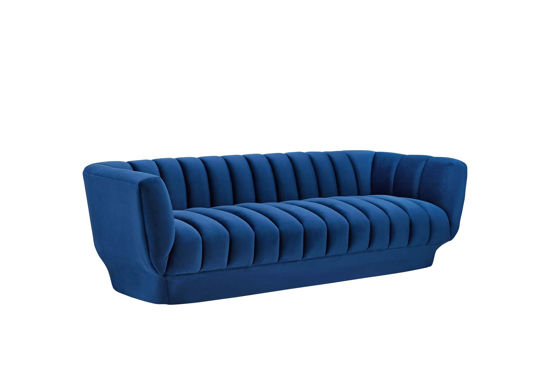 Navy Entertain Vertical Channel Tufted Performance Velvet Sofa,Modway