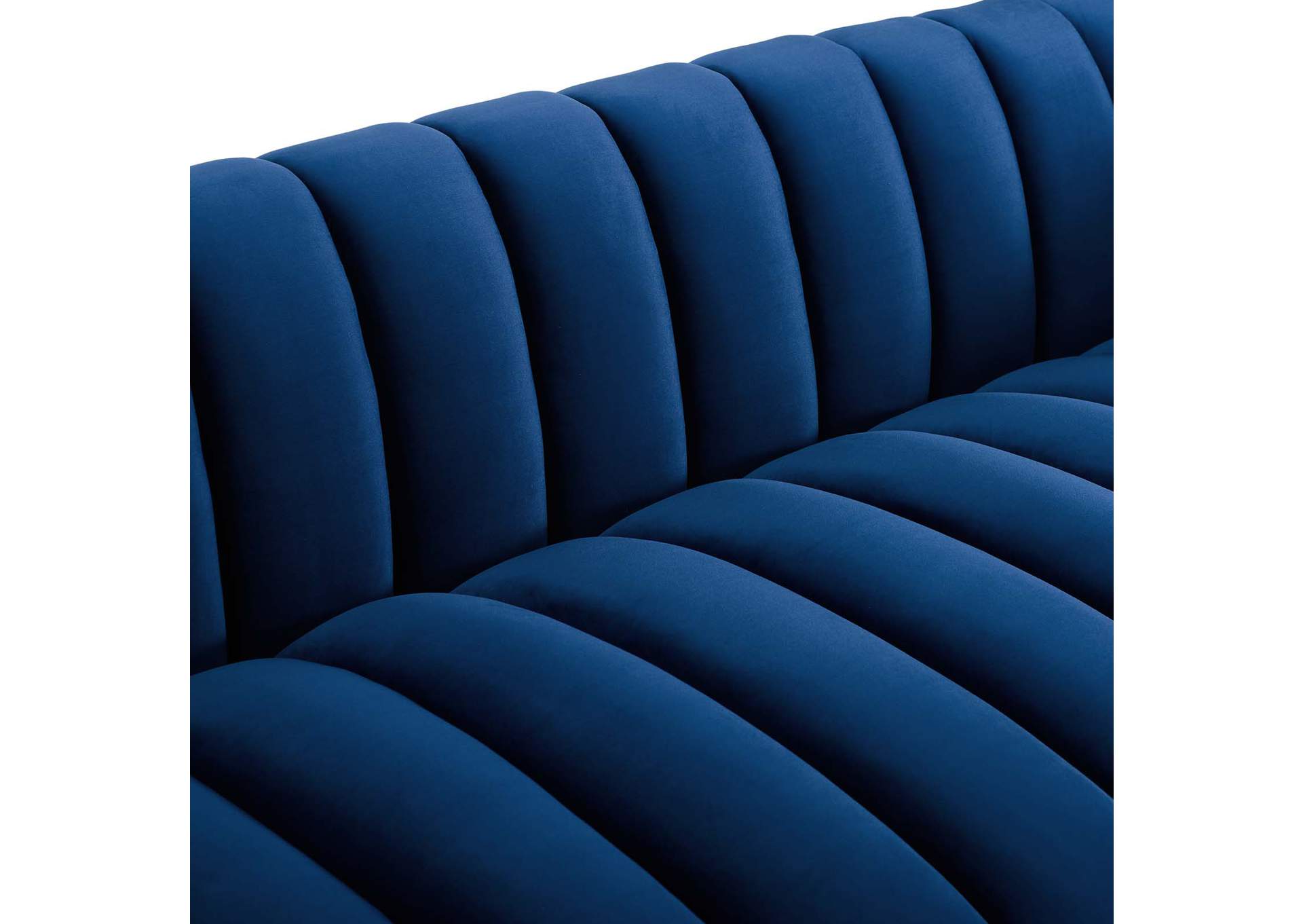 Navy Entertain Vertical Channel Tufted Performance Velvet Sofa,Modway