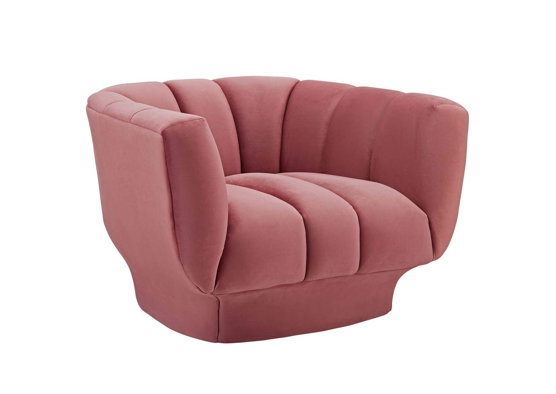 Dusty Rose Entertain Vertical Channel Tufted Performance Velvet Arm Chair,Modway