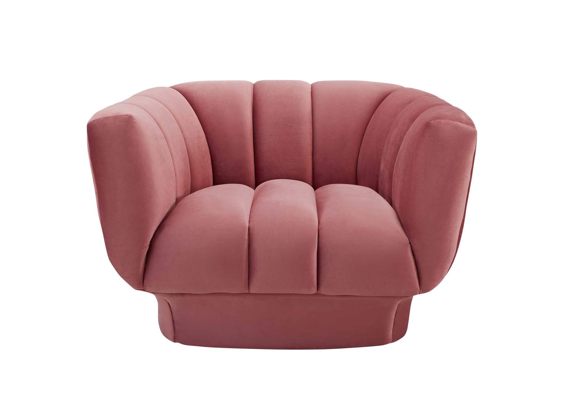 Dusty Rose Entertain Vertical Channel Tufted Performance Velvet Arm Chair,Modway