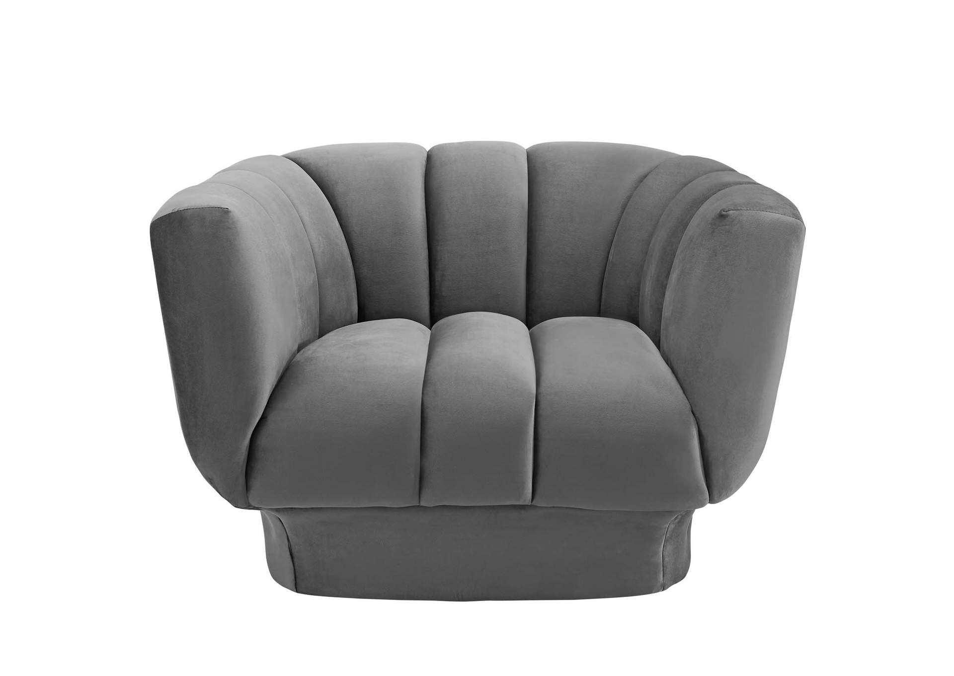 Gray Entertain Vertical Channel Tufted Performance Velvet Arm Chair,Modway