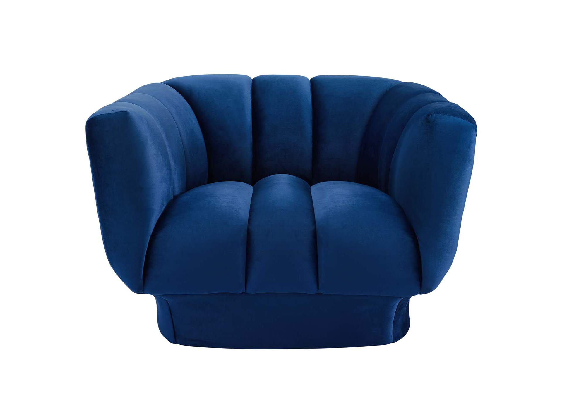 Navy Entertain Vertical Channel Tufted Performance Velvet Arm Chair,Modway