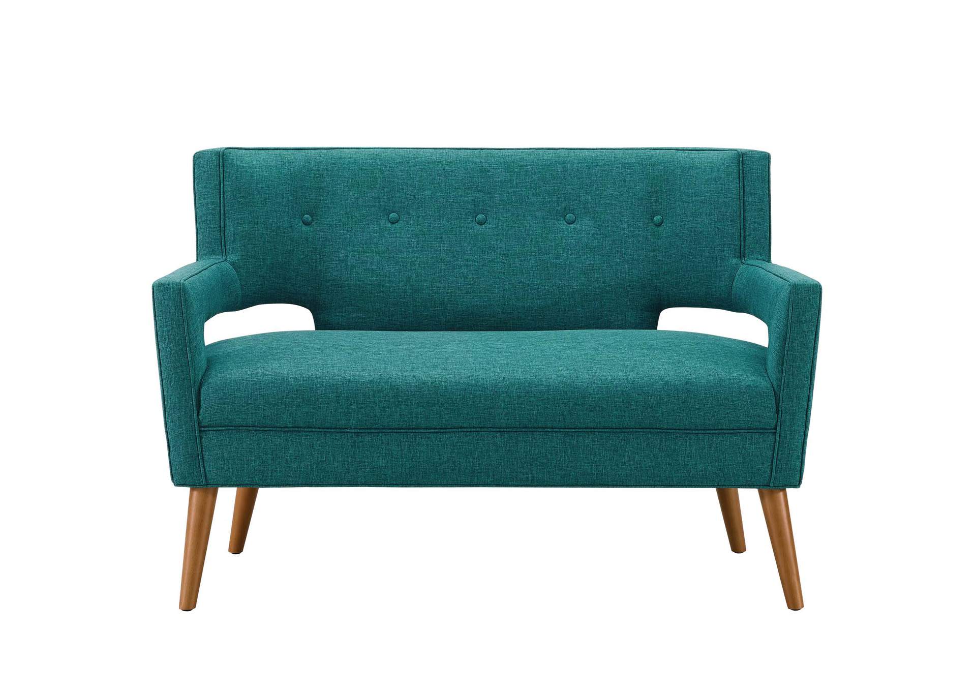 Teal Sheer Upholstered Fabric Loveseat,Modway