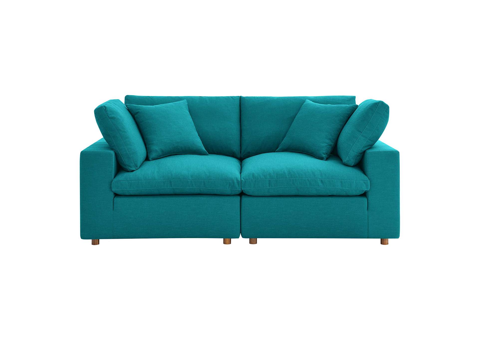 Teal Commix Down Filled Overstuffed 2 Piece Sectional Sofa Set,Modway