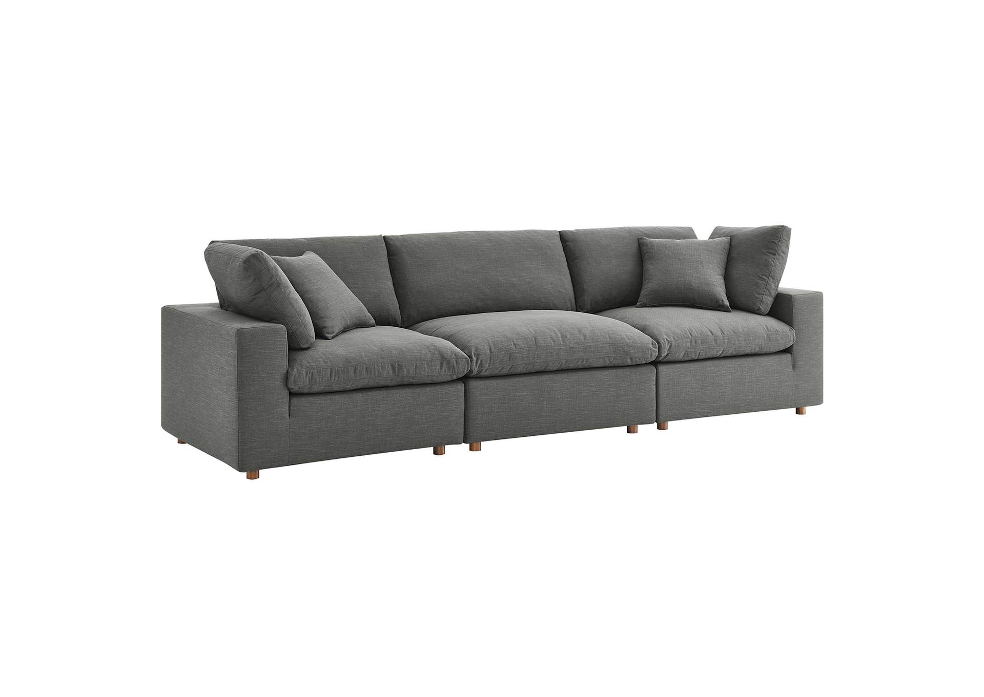 Gray Commix Down Filled Overstuffed 3 Piece Sectional Sofa Set,Modway