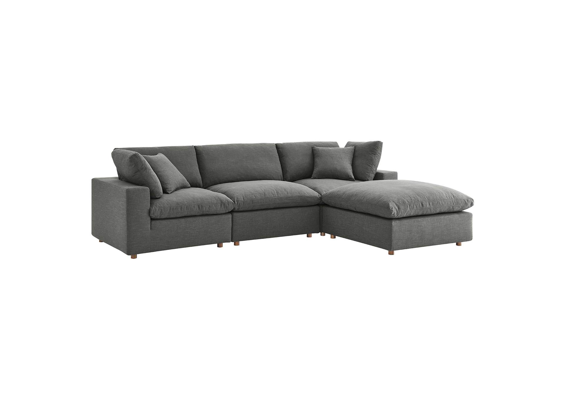 Gray Commix Down Filled Overstuffed 4 Piece Sectional Sofa Set,Modway